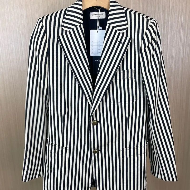 YSL Striped Cotton Blazer for Women 0089