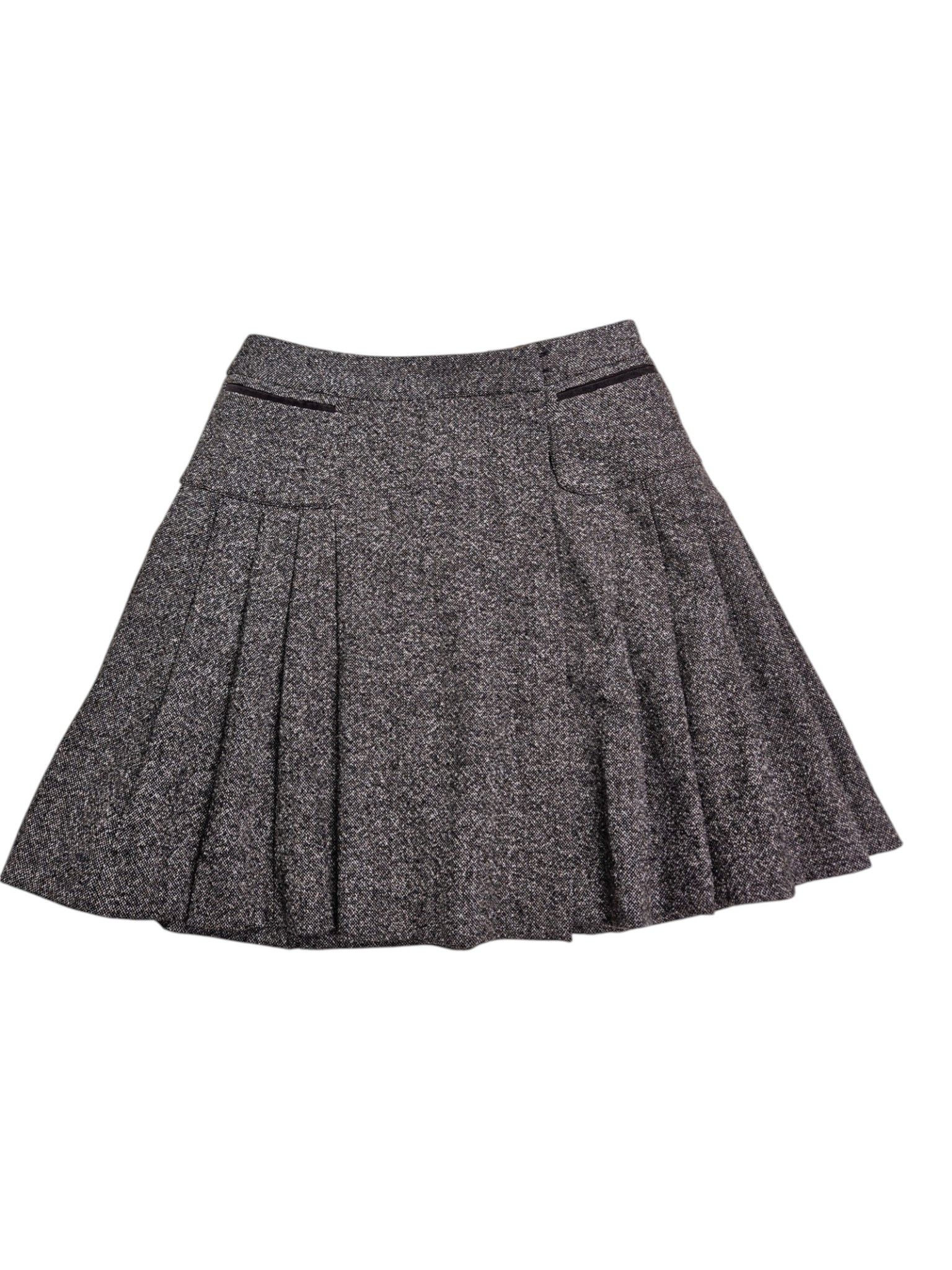 Dolce & Gabbana Brown Wool A-Line Pleated Skirt Size S / US 4 / IT 40 - 1 Thumbnail