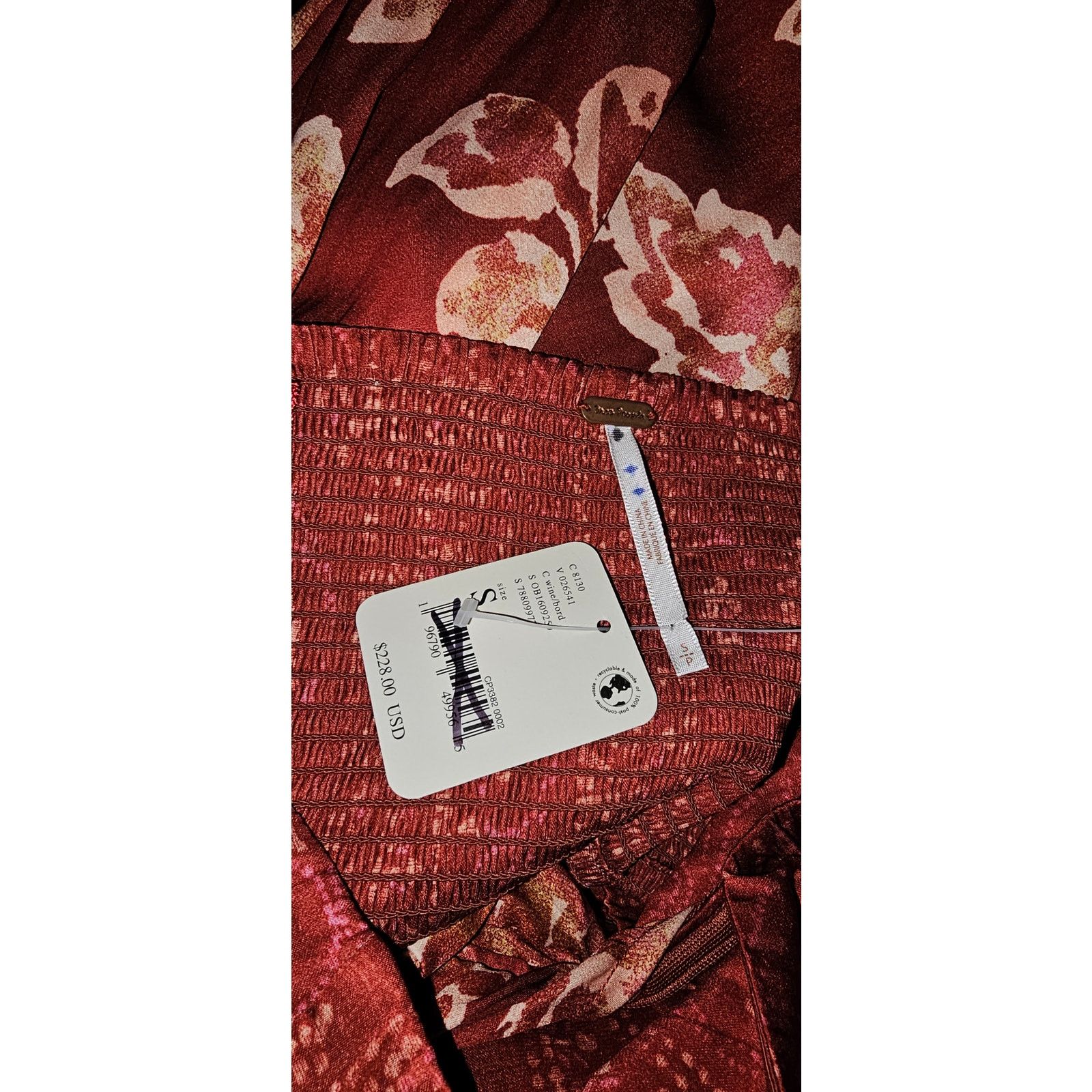 Free People NWT Free People Silky Juliet Jumpsuit $228 SMALL Wine Floral Size 28" / US 6 / IT 42 - 5 Thumbnail