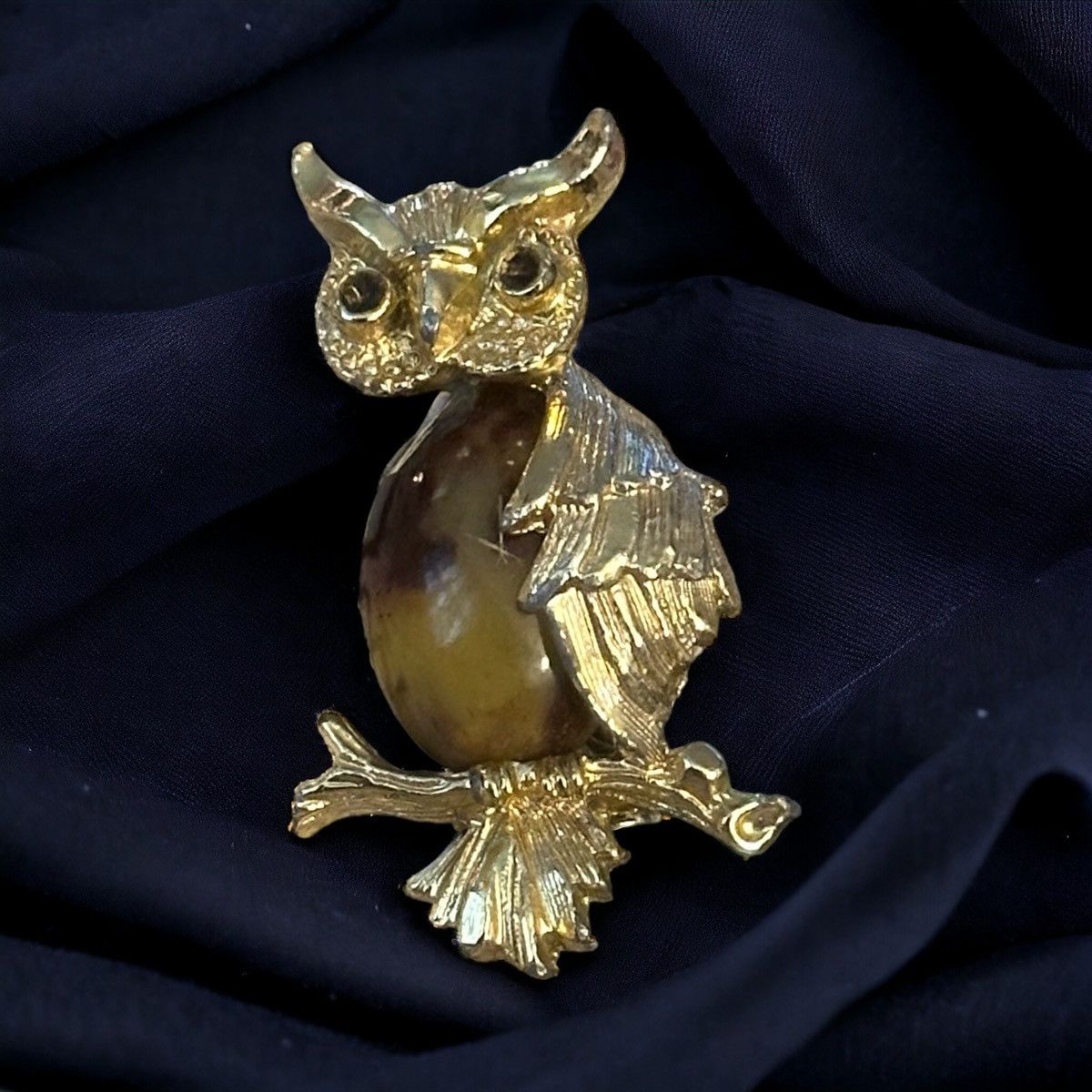 Other × Vintage Vintage Gerry’s marbled stone perching owl brooch Size ONE SIZE - 1 Thumbnail
