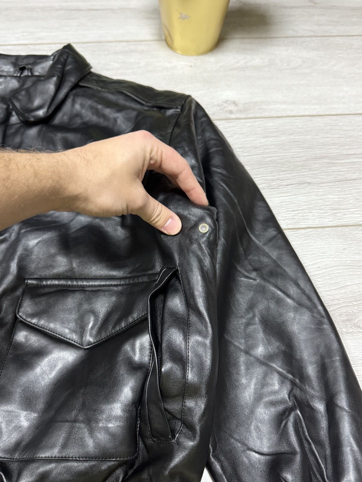 Vintage USA flag 🇺🇸 Eco leather flying vintage zip bomber jacket Size US M / EU 48-50 / 2 - 3 Thumbnail