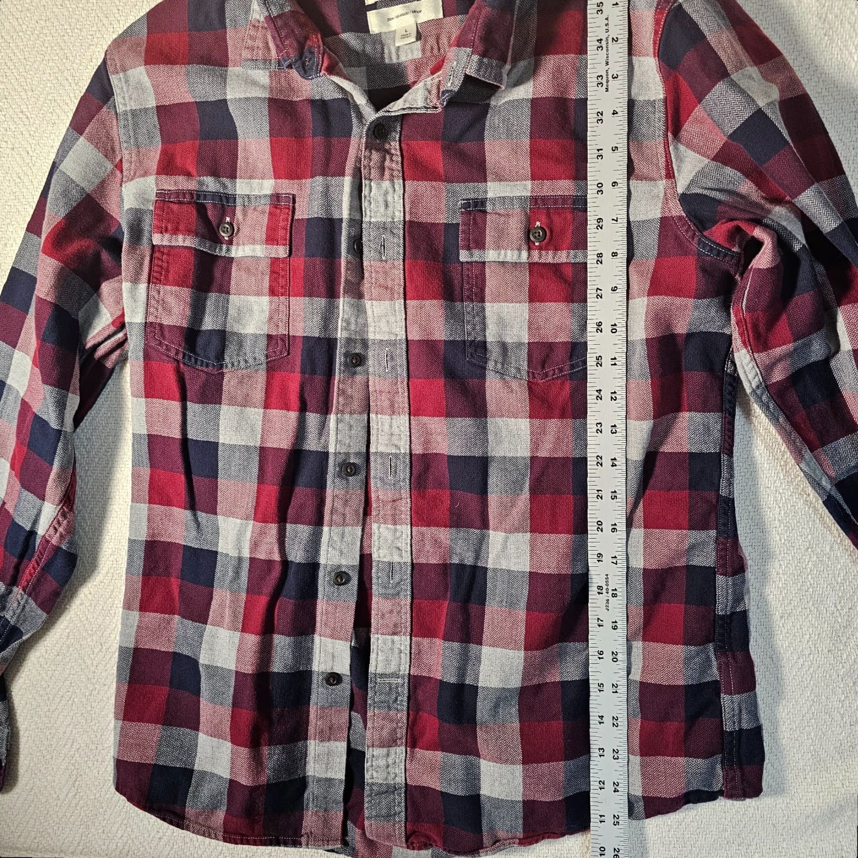 Vintage Goodthreads Brand Men’s L Red Check Long Sleeve Button Flannel Shirt Pockets Slim Fit Size US L / EU 52-54 / 3 - 5 Thumbnail