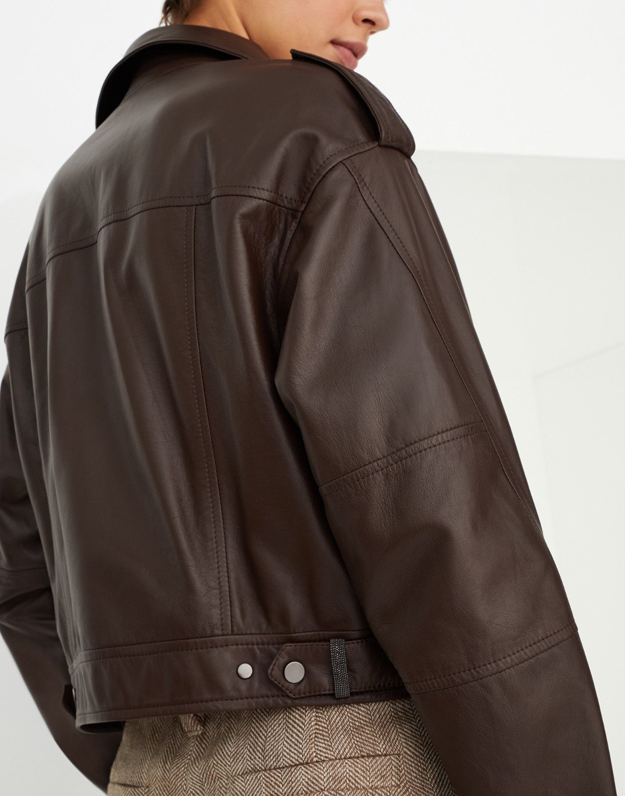 Brunello Cucinelli o1la1rc1a0425 Leather Jacket in Brown Size S / US 4 / IT 40 - 3 Thumbnail