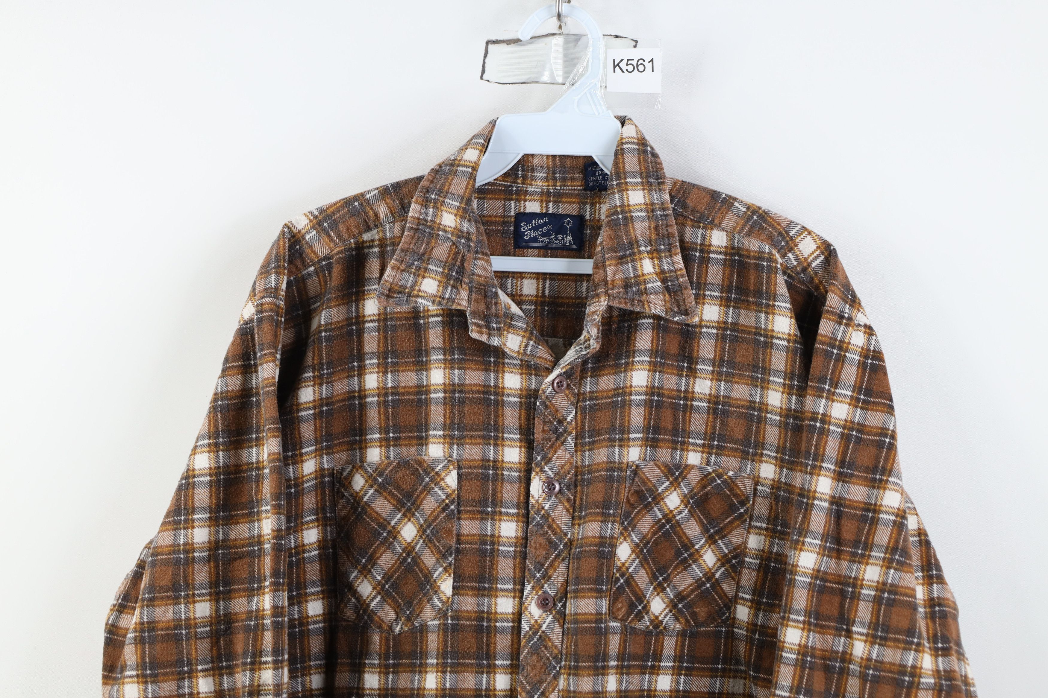 Vintage Vintage 70s Streetwear Collared Button Shirt Brown Plaid Size US XL / EU 56 / 4 - 2 Thumbnail