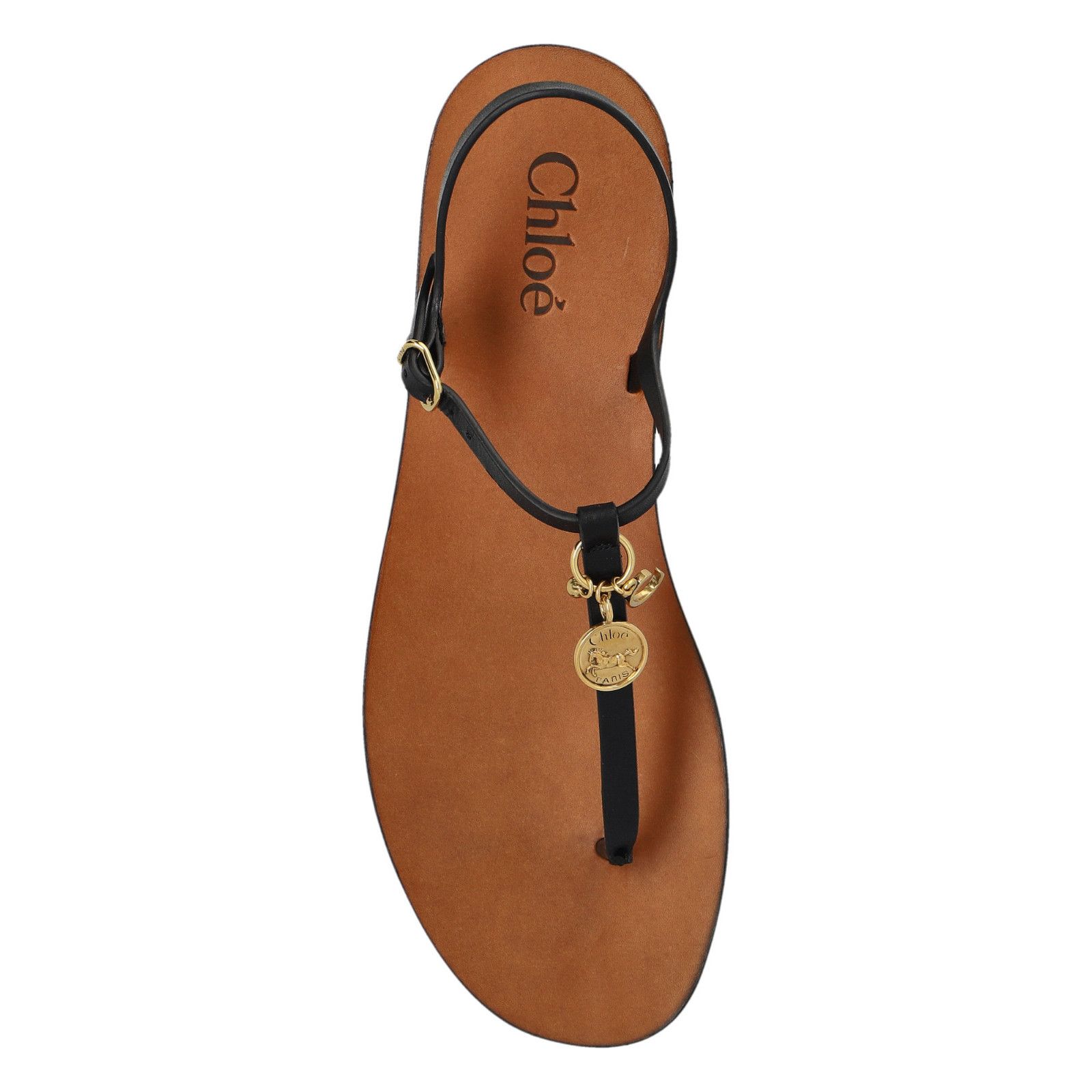 Chloe Charms Black Leather Sandals New & Authentic (Women's