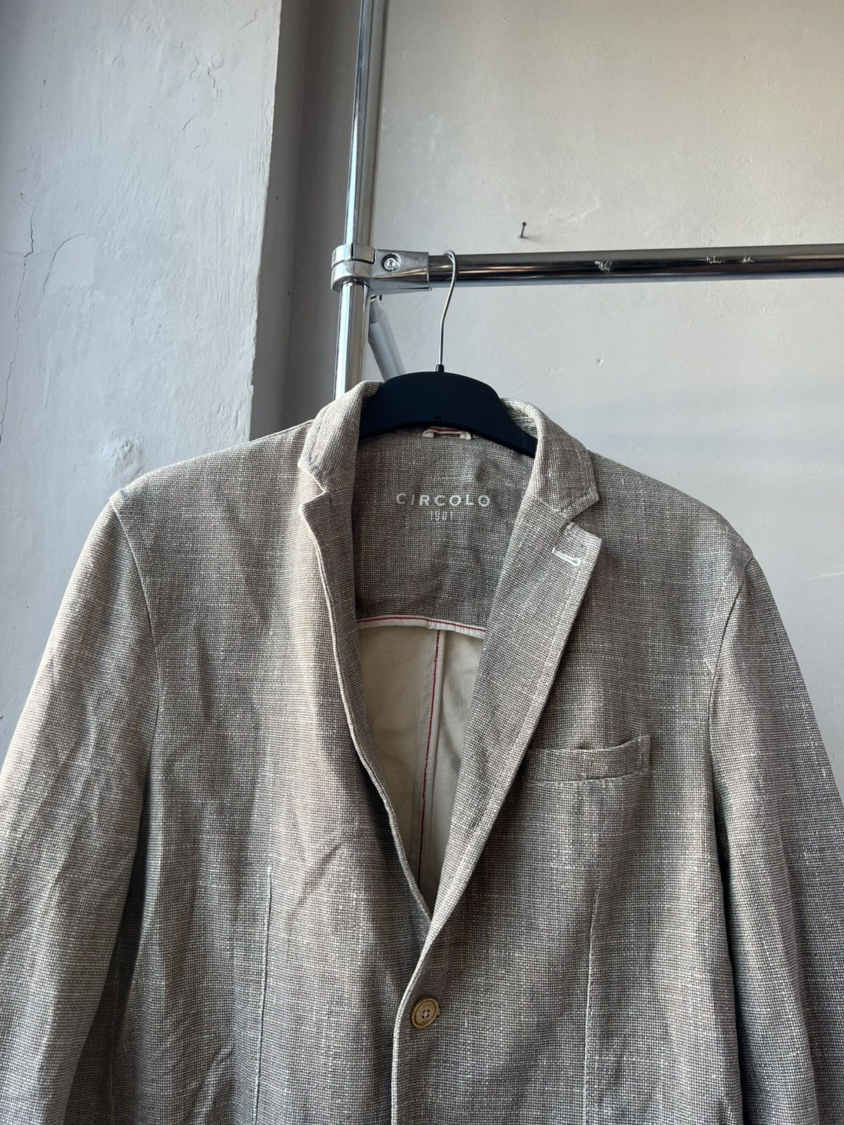 Circolo 1901 CIRCOLO 1901 STRETCH MENS GRAY BEIGE SOLID BLAZER JACKET 56 Size 54L - 5 Thumbnail