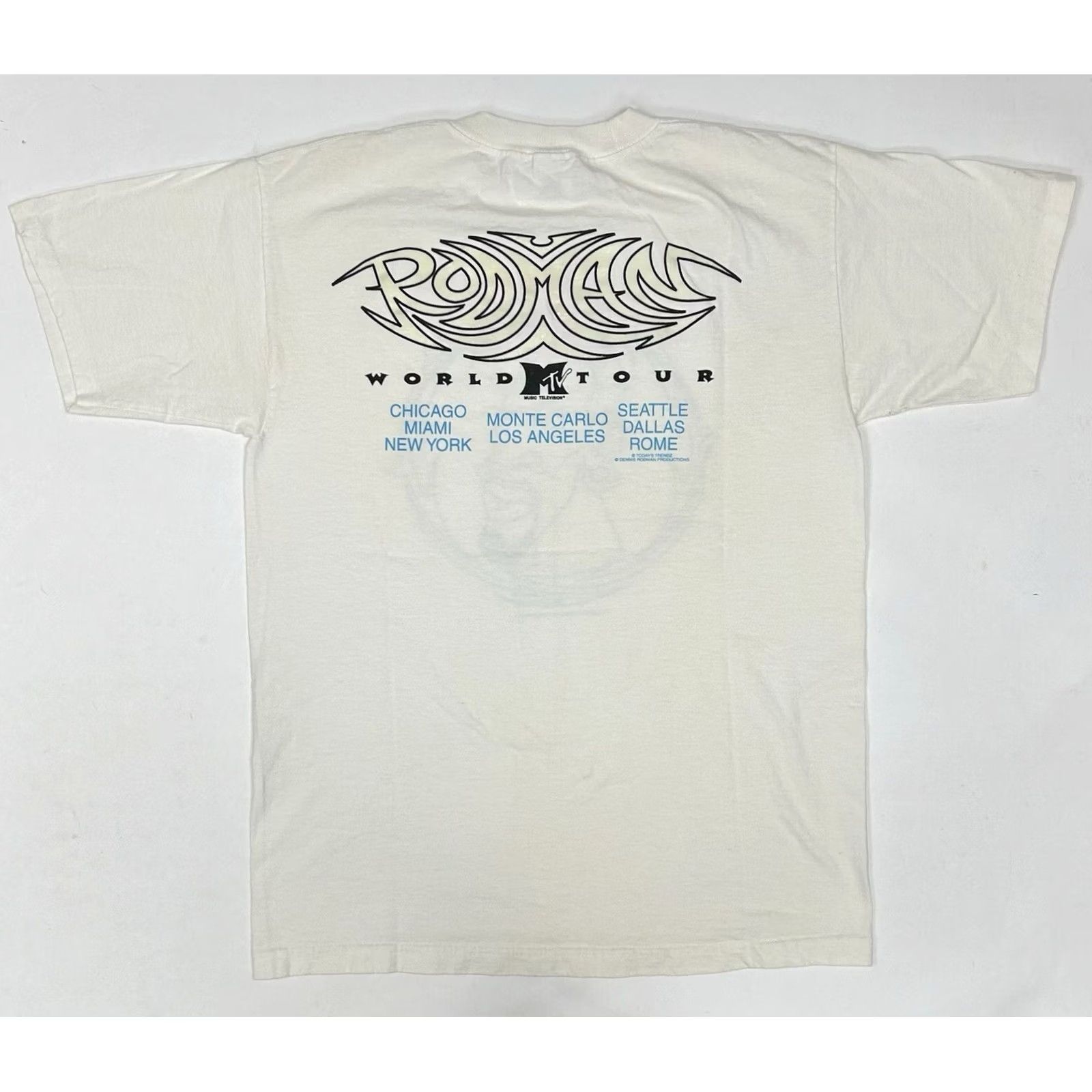 Vintage VINTAGE Dennis Rodman MTV World Tour 1996 Promo Tee Shirt Large White Rare Size US L / EU 52-54 / 3 - 3 Thumbnail