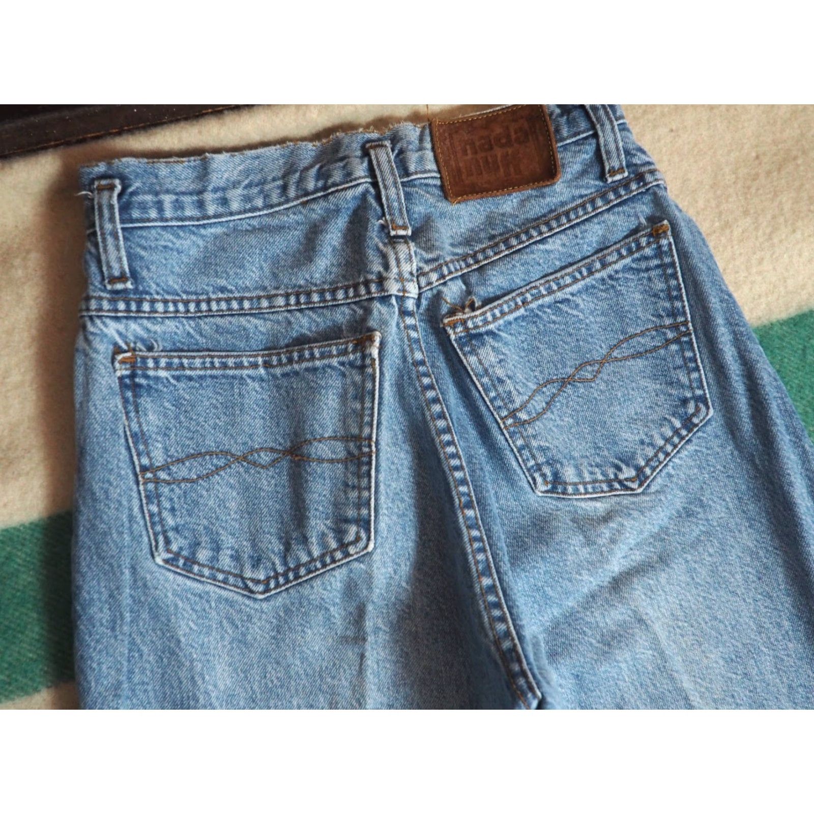 Vintage VTG 80s 90s Nada Nuff Denim Jeans Womens 26x30 High Waist Button Fly Blue Casual Boho 1980s NADA NUFF USA Size 26" / US 2 / IT 38 - 4 Thumbnail