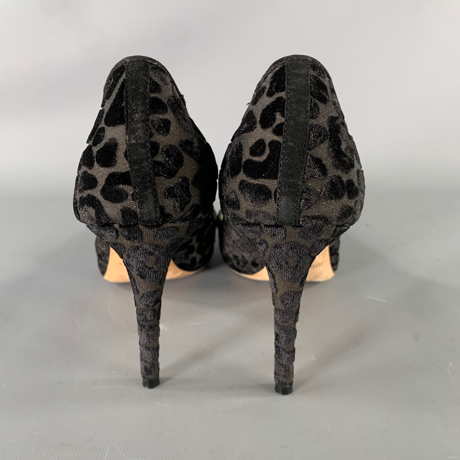 Jimmy Choo JIMMY CHOO Size 9 Black Devore Leopard Round Toe Pumps Size US 9 / IT 39 - 3 Thumbnail