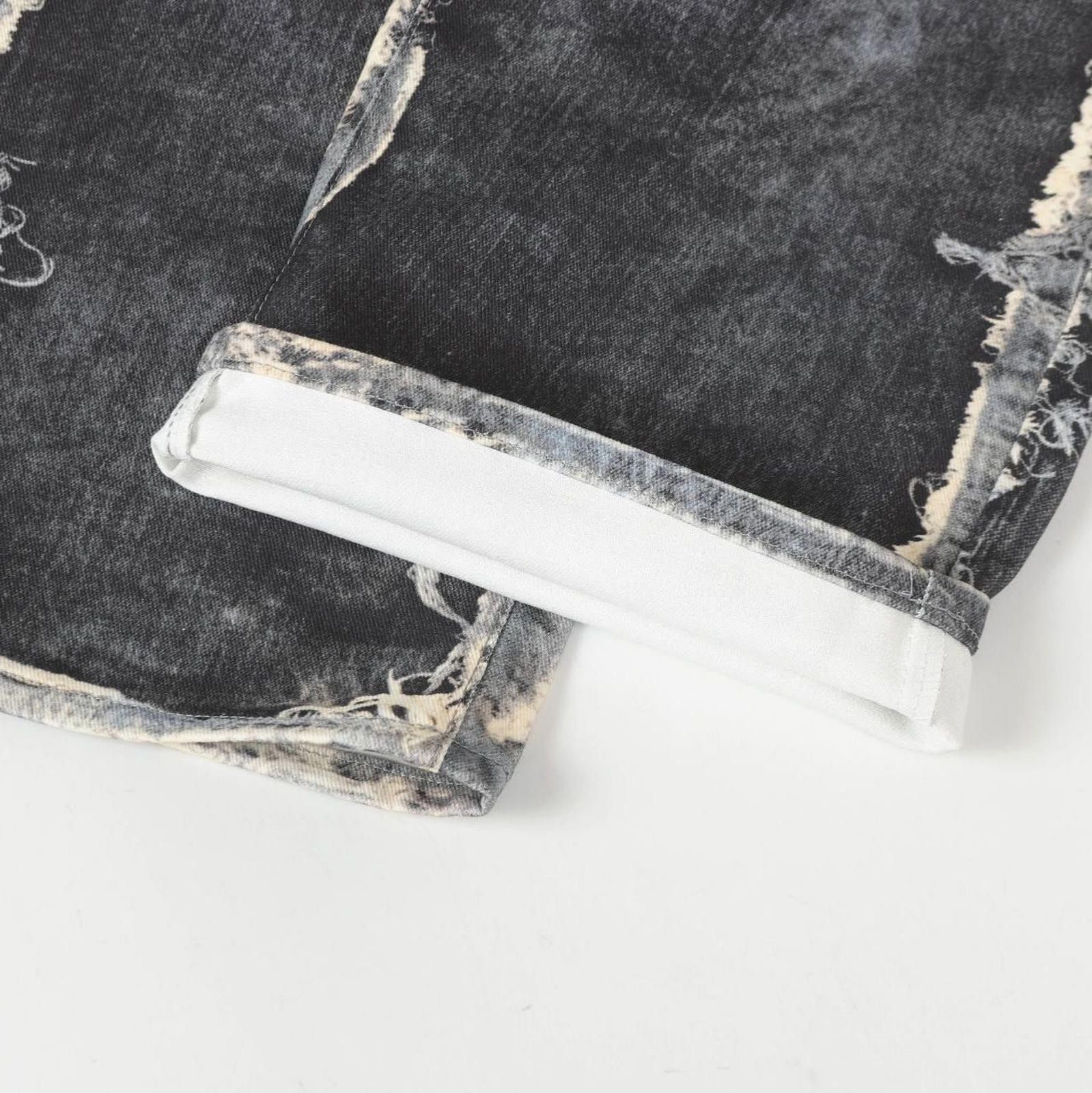 Japanese Brand Distressed Patchwork Black Wide Leg Denim Jeans Size US 32 / EU 48 - 3 Thumbnail