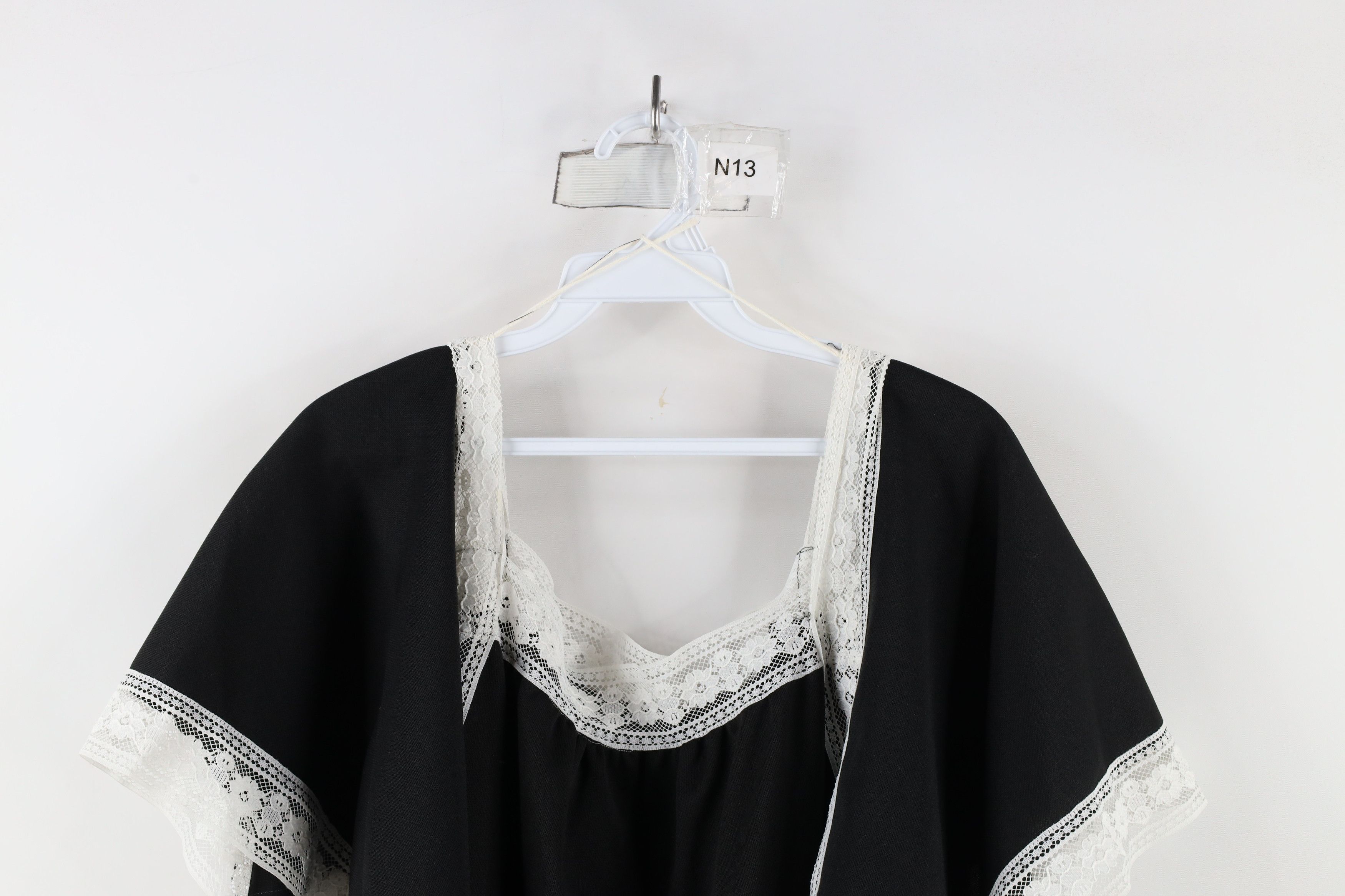Vintage Vintage 70s Boho Chic Baby Doll Blouse Top Black Polyester Size XL / US 12-14 / IT 48-50 - 2 Thumbnail