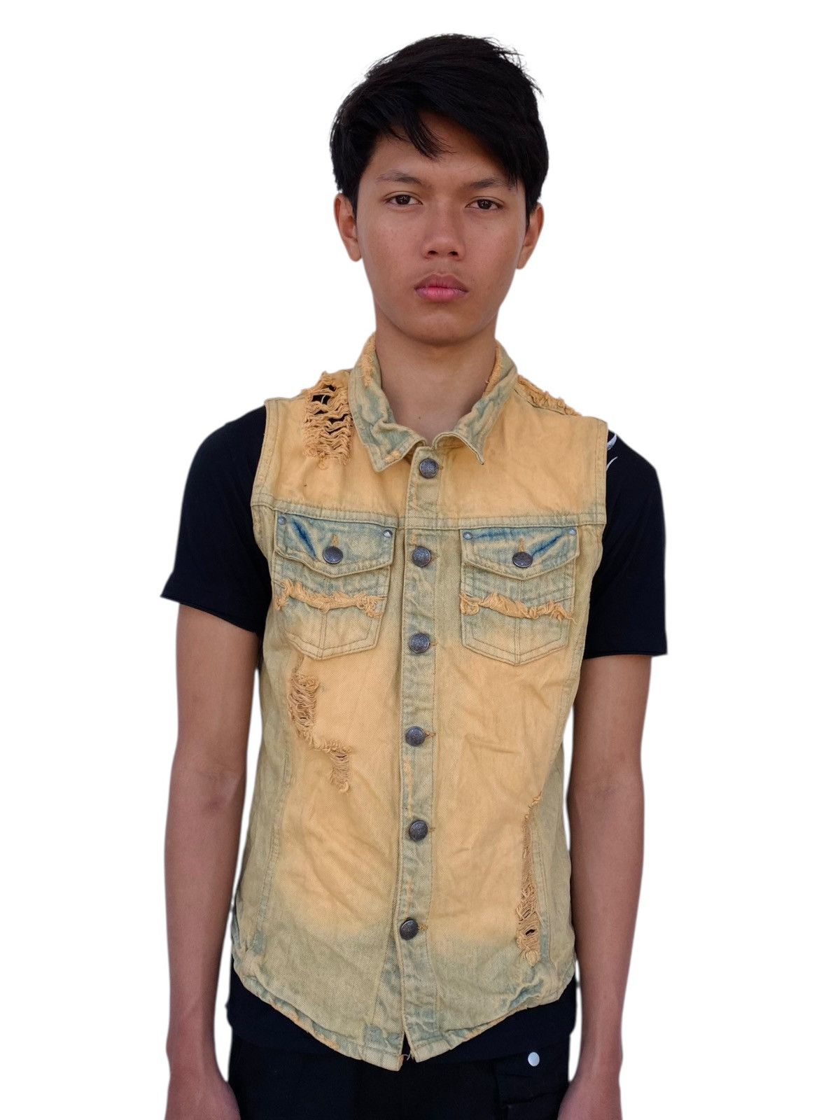 If Six Was Nine 2000s Midas - Mudwash Crash Denim Vest Size US S / EU 44-46 / 1 - 2 Thumbnail