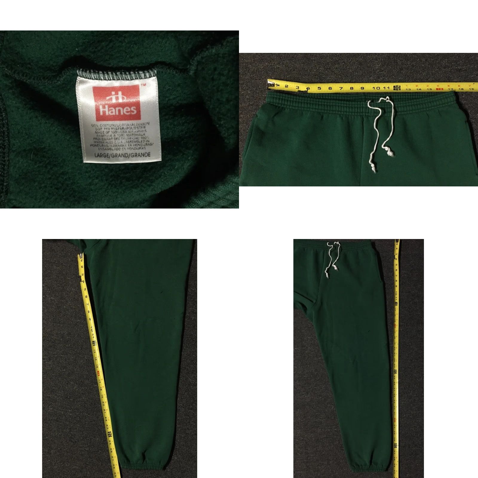 Hanes VINTAGE Hanes Sweatpants L Green 90s 80s Distressed Grunge Track PE Gym Skate Surf PFU Men's Pants Activewear Size US 33 - 9 Thumbnail