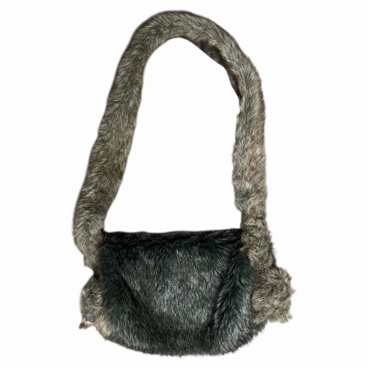 Ne-Net Ne-net Grey Fluffy Faux Fur Shoulder Bag Size ONE SIZE - 1 Thumbnail