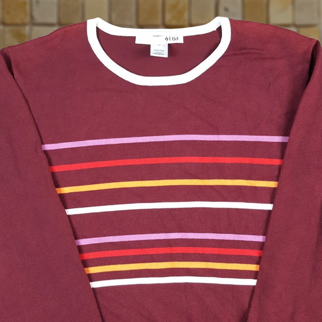 Vintage VINTAGE Striped Red Lightweight Pockets Women's 2XL Preppy Knit Pullover Sweater Size XXL / US 16-18 / IT 52-54 - 1 Thumbnail