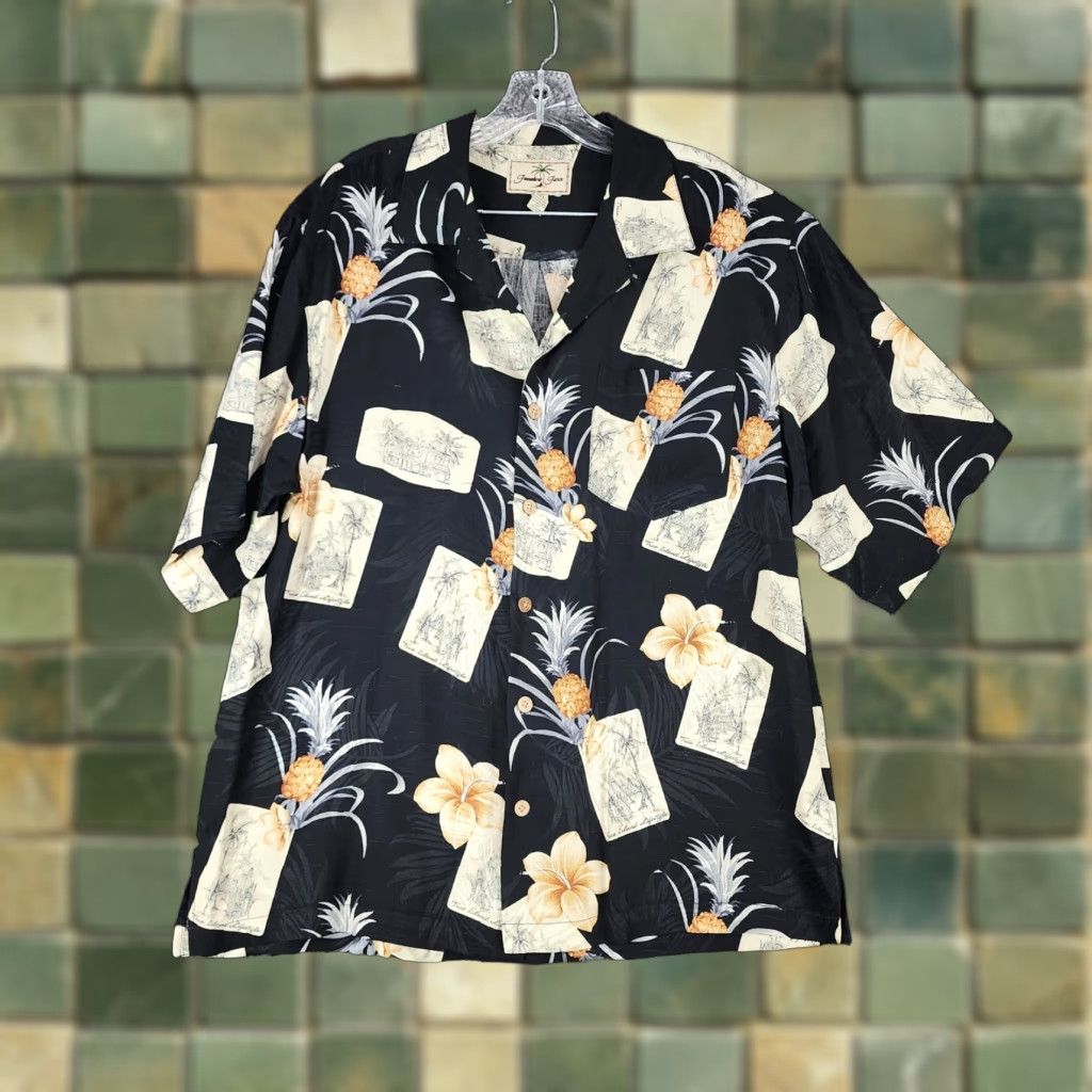 Vintage VINTAGE Jamaica Jaxx Men's Hawaiian Shirt Short Sleeve Silk Black M Men's Size US 31 - 1 Thumbnail
