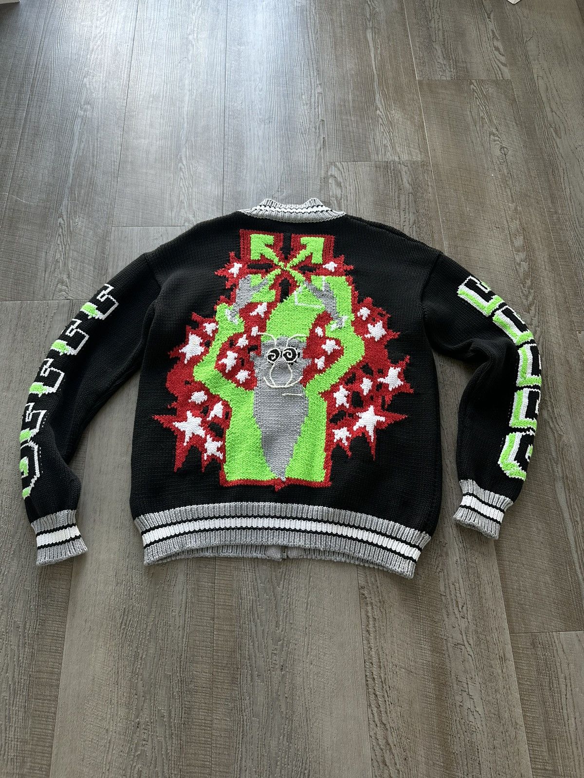 Off-White OFF-WHITE Intarsia Motif Zipped Cardigan Black/Multi Size US L / EU 52-54 / 3 - 2 Thumbnail