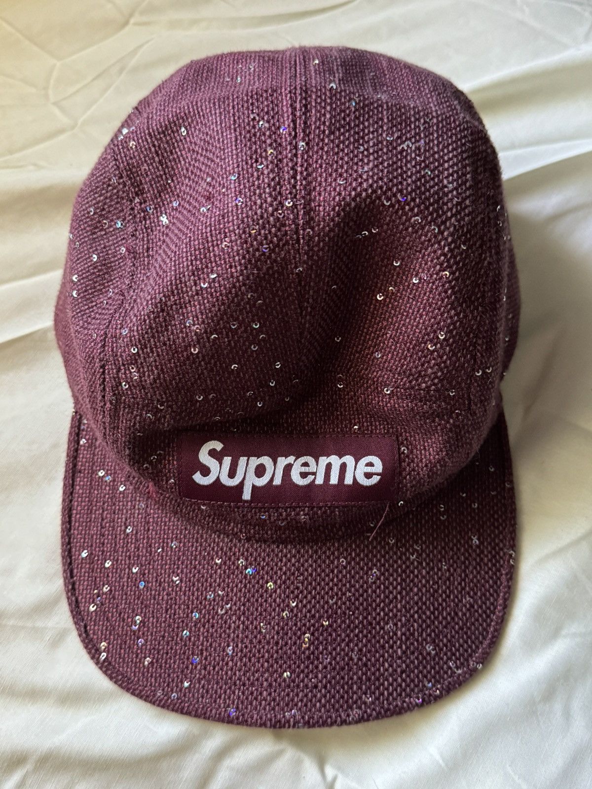 Supreme Quilted Camp Cap Burgundy