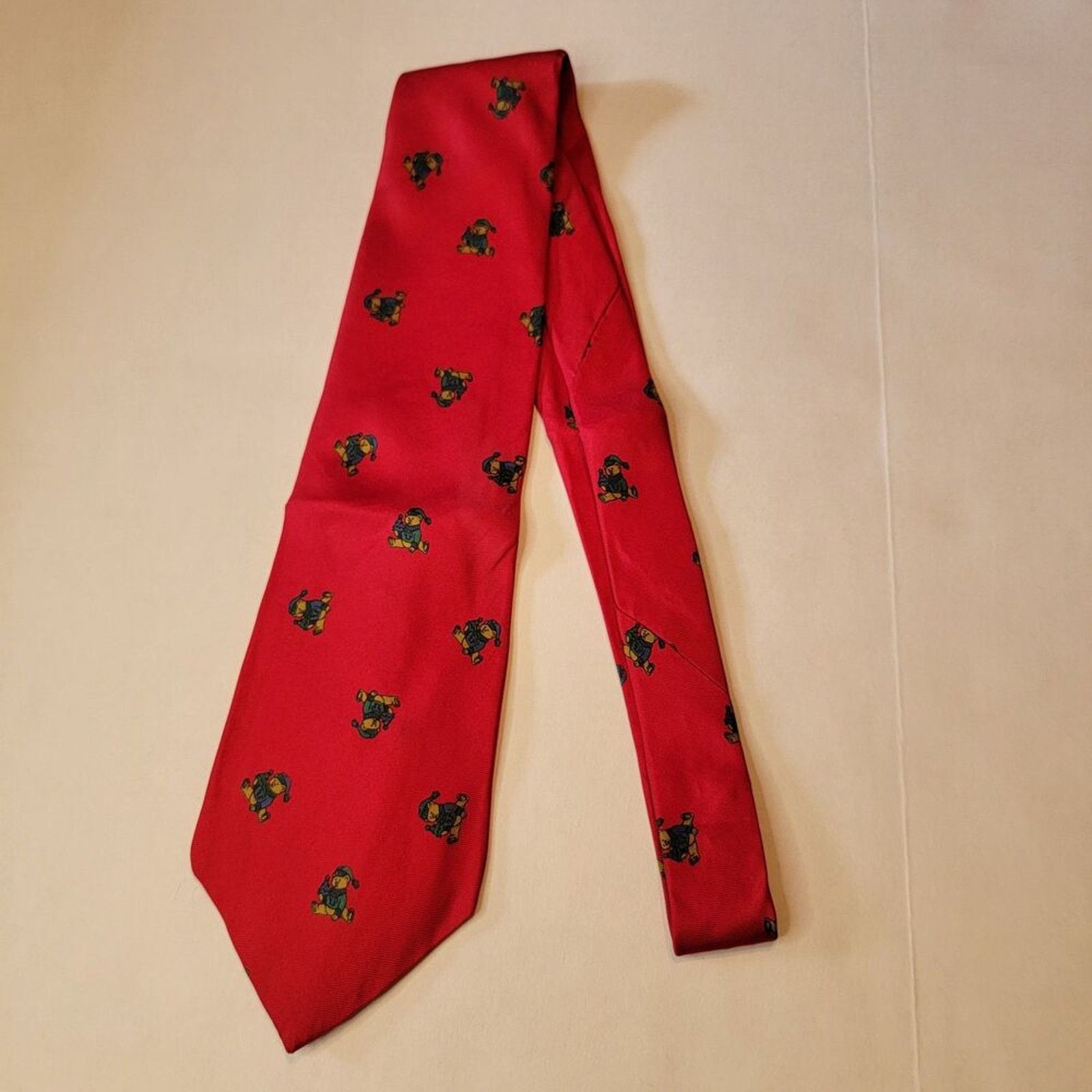 Other Pure Silk By Wembley- Christmas Tie- Elf Teddy Bear- Red Size ONE SIZE - 3 Thumbnail