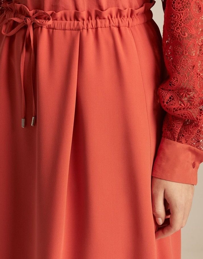 Loro Piana o1srvl11e0824 Lina Silk Midi Skirt in Red Size 28" / US 6 / IT 42 - 5 Thumbnail