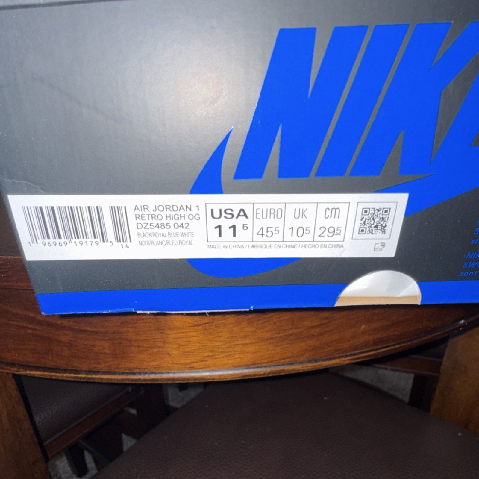 Nike Air Jordan 1 Retro High OG Royal Black Blue Men’s 11.5 OGbox Size US 11.5 / EU 44-45 - 9 Thumbnail