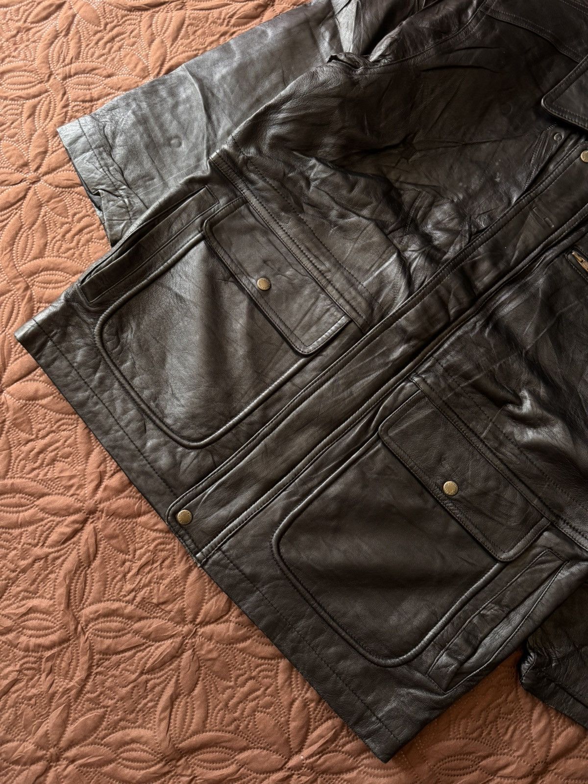 Issey Miyake VINTAGE 90s D HOMME A HOMME PARACHUTE POCKET LEATHER JACKET❗️ Size US M / EU 48-50 / 2 - 3 Thumbnail