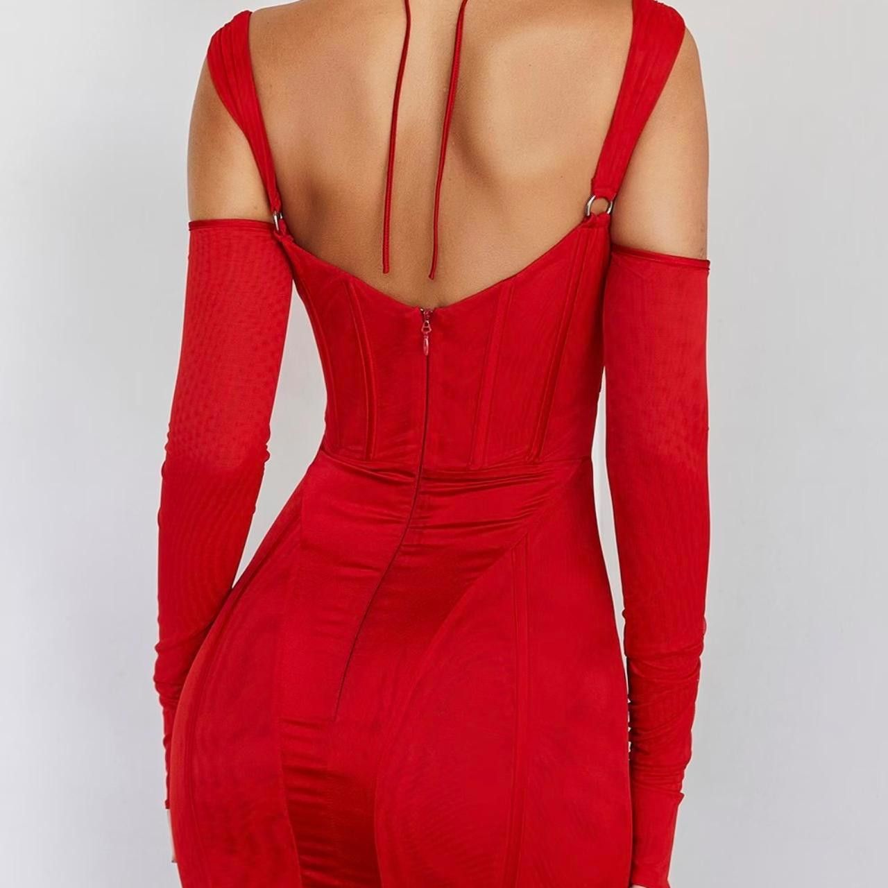Designer red cutout mini dress Size XS / US 0-2 / IT 36-38 - 3 Thumbnail