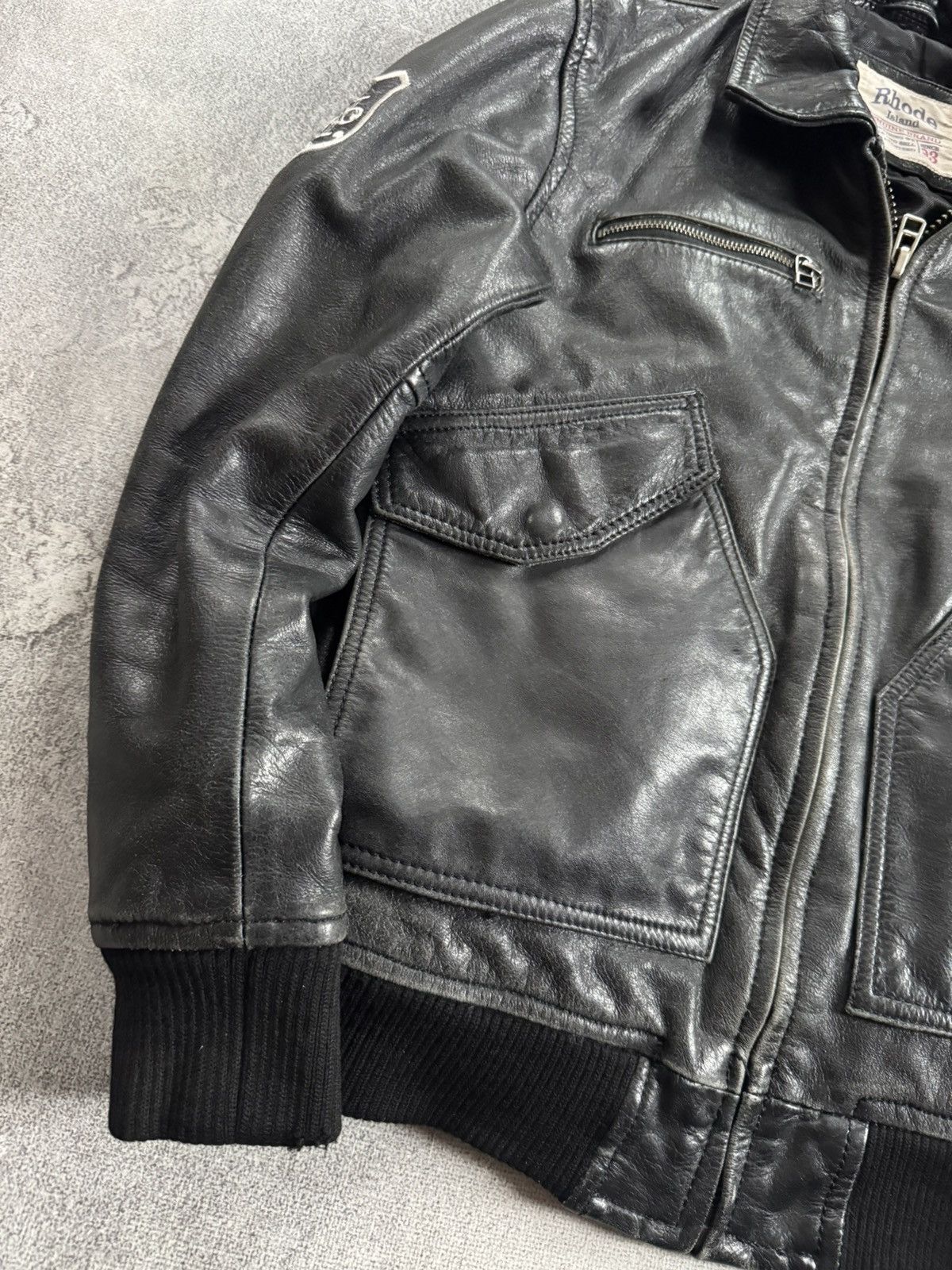 Genuine Leather Rhode Island S/size leather aviator bomber zip jacket pilot Size US S / EU 44-46 / 1 - 3 Thumbnail