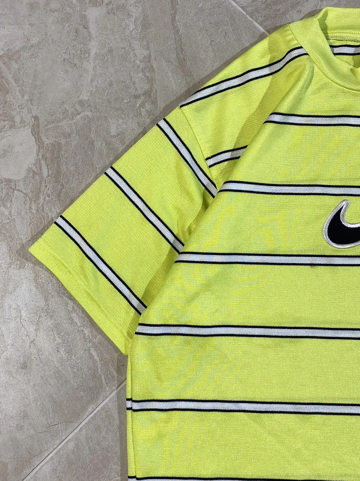 Descente Nike Neon Yellow Striped Y2K 90s Shirt Small Size US S / EU 44-46 / 1 - 9 Thumbnail