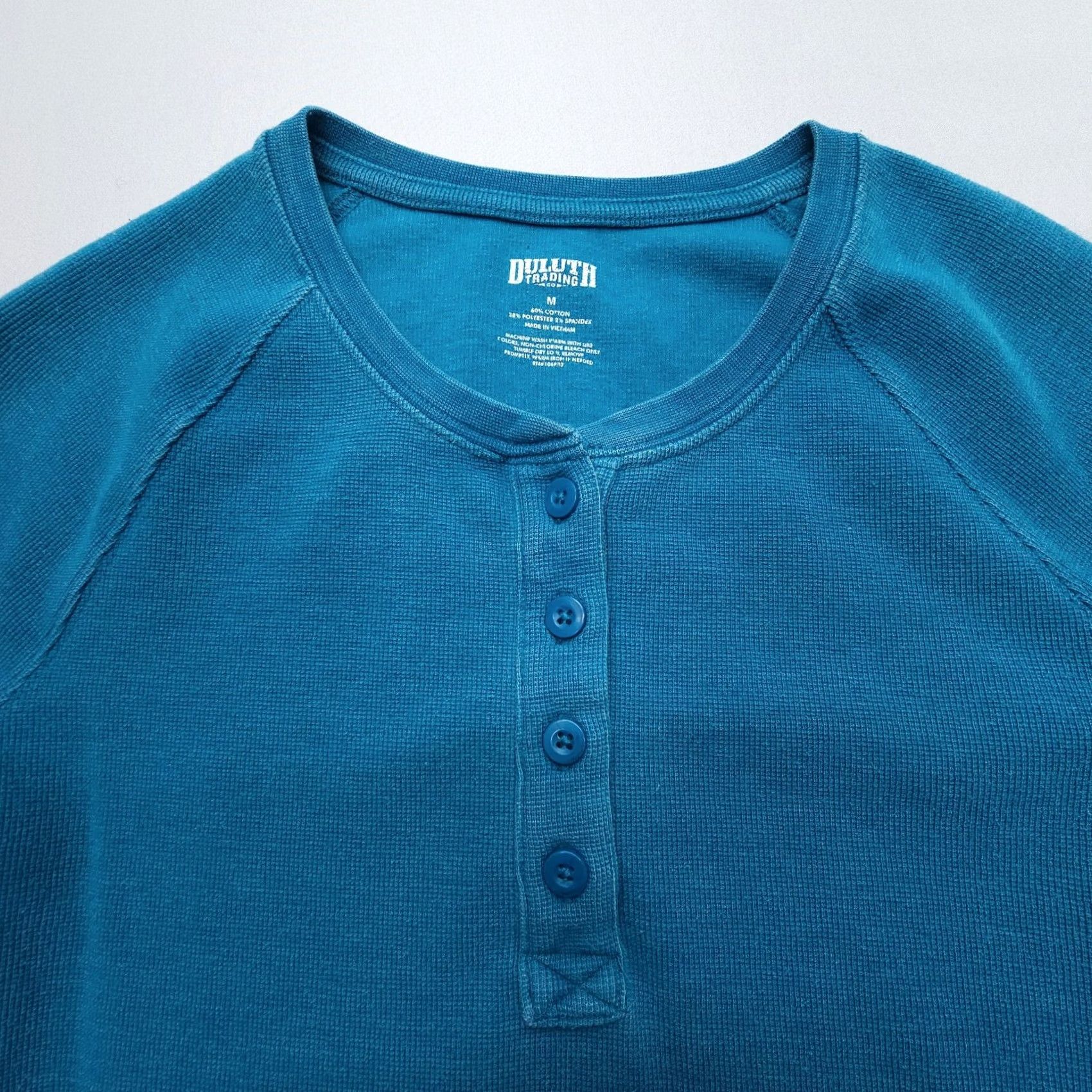 Vintage Duluth Thermal Henley Shirt Mens Medium Blue Slim Fitted Cotton Blend Knit Long Sleeve Button Pattern Solid Size US M / EU 48-50 / 2 - 4 Thumbnail