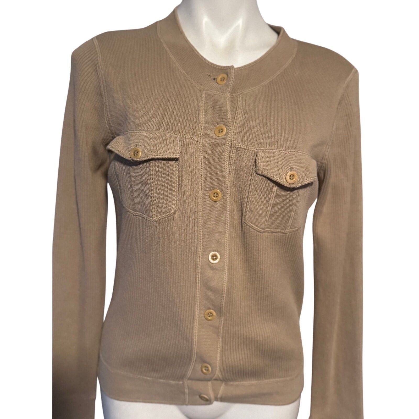 Esprit Esprit Tan Utility Button Front Sweater - Medium Size M / US 6-8 / IT 42-44 - 2 Thumbnail