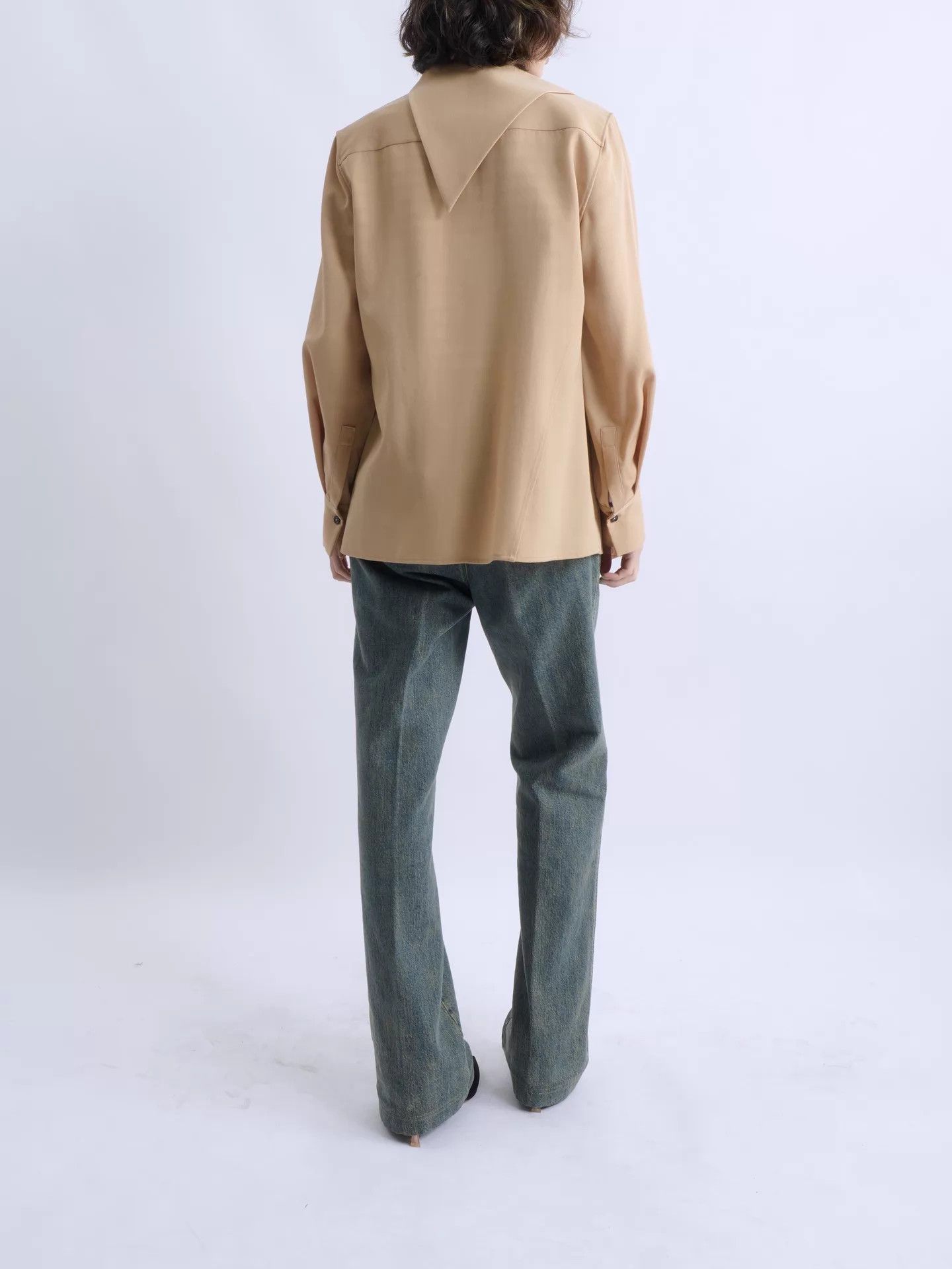 Jil Sander JIL SANDER Camel Triangular Collar Asymmetric Shirt 21EA Size XXS / US 00 / IT 34 - 6 Thumbnail