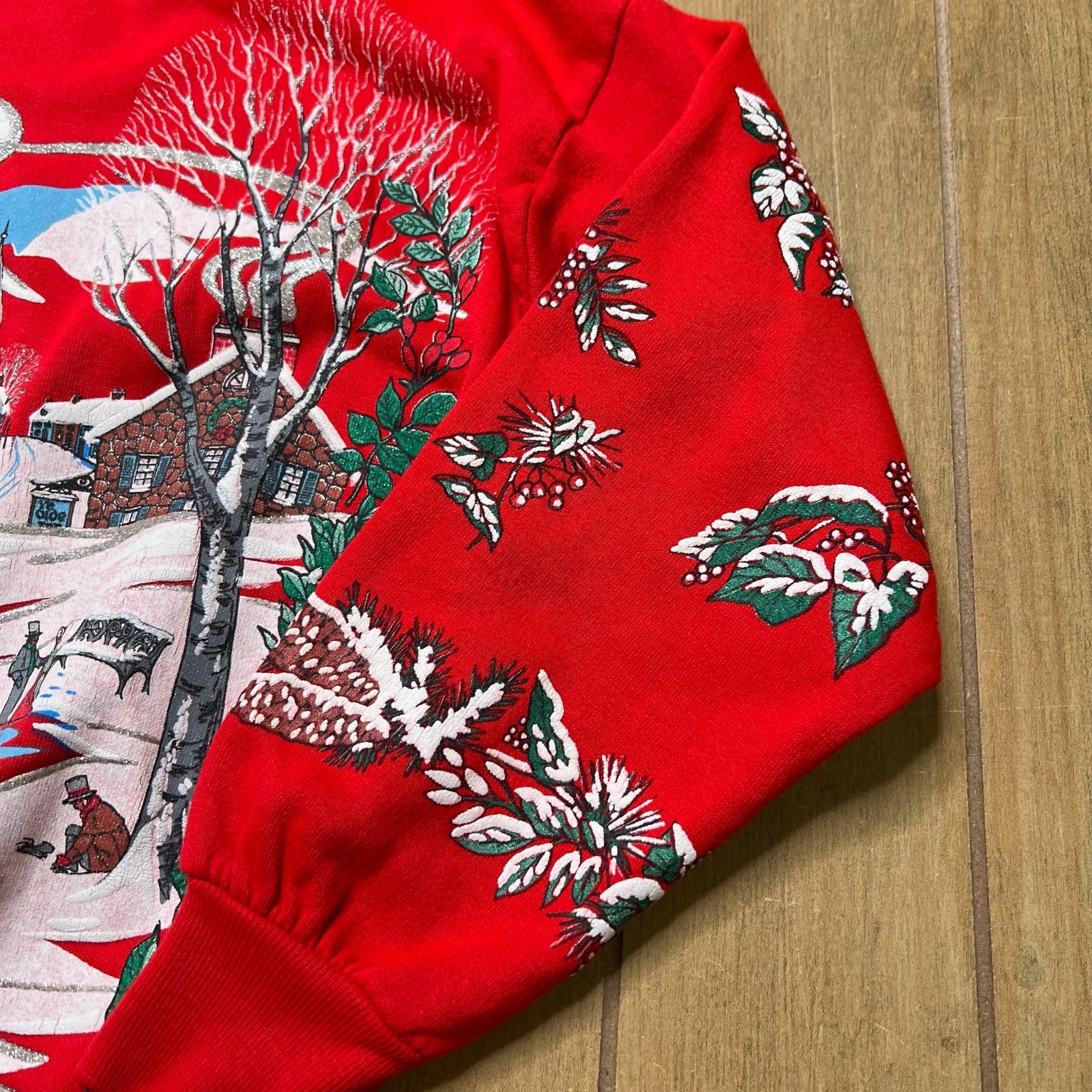 Vintage Vintage 90s Holiday Sweater Sz Medium Red Crewneck AOP Size M / US 6-8 / IT 42-44 - 11 Thumbnail