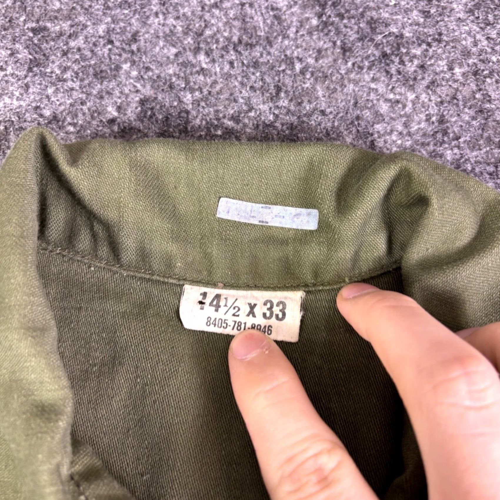 Olive VINTAGE US Army Nafzinger Olive Green Utility Field Shirt Mens Size 42 Green Military Cotton Shirt Men 1912 Size US XL / EU 56 / 4 - 2 Thumbnail
