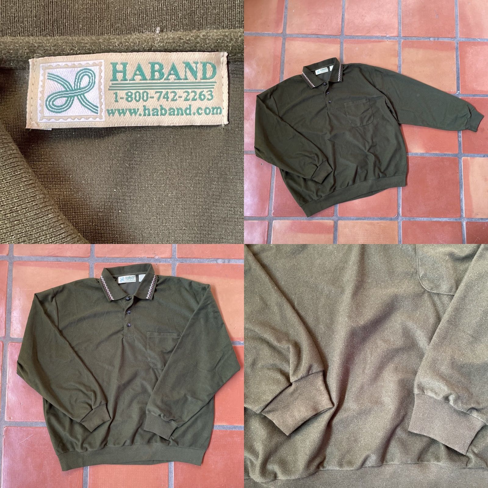 Haband VINTAGE Haband Polo Shirt Dark Forest Green 90s XL Long Sleeve Men Shirt XS? Size US XL / EU 56 / 4 - 8 Thumbnail