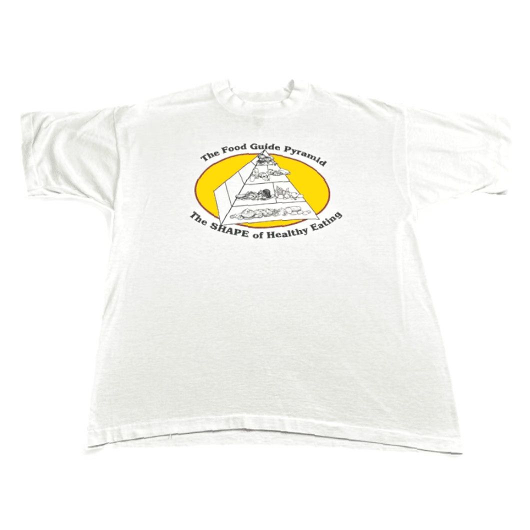 Fruit Of The Loom VINTAGE Food Pyramid Shirt Adult EXTRA LARGE White 90s Mens Size US XL / EU 56 / 4 - 2 Thumbnail