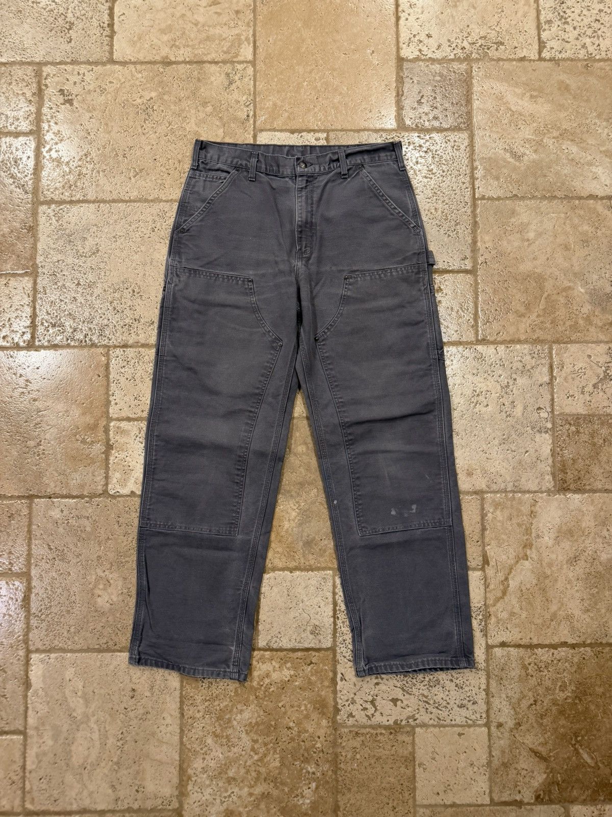 Carhartt Vintage Carhartt Carpenter Double Knees Distress Grey Pants Size US 33 - 11 Thumbnail