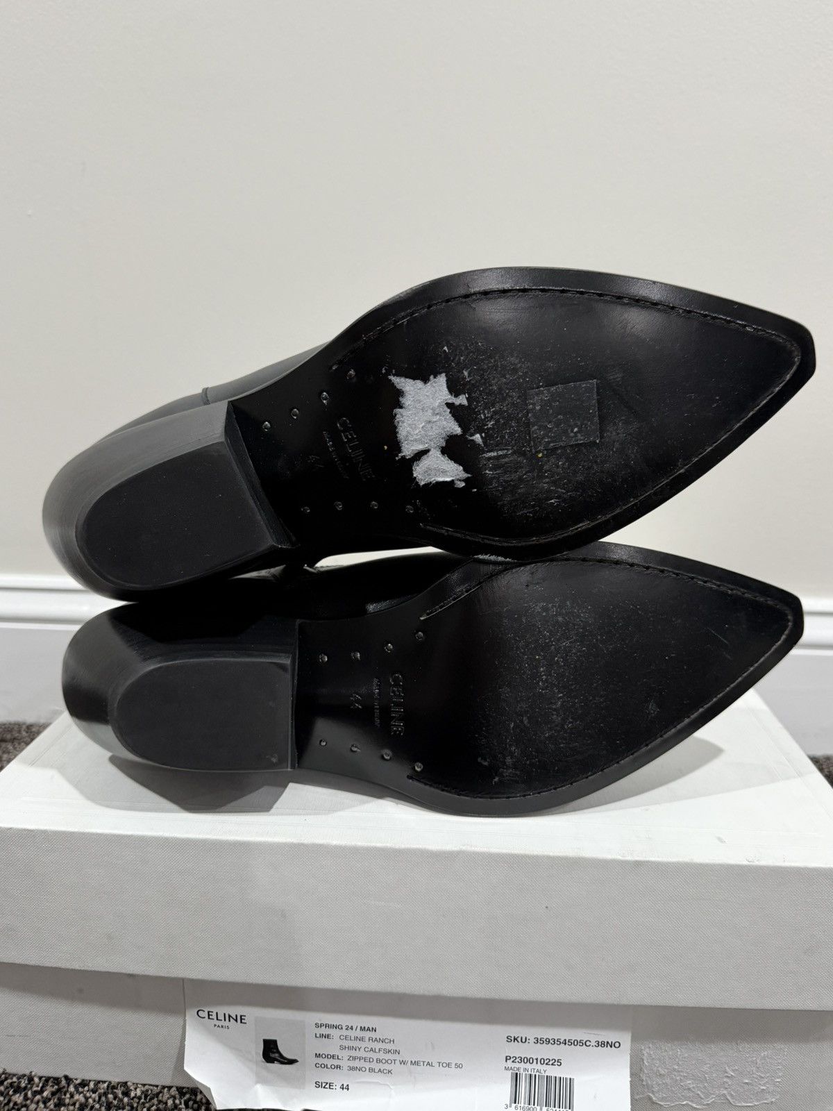Celine Celine x Hedi SS24 Leon Zipped Calfskin Metal Toe Boot Size US 11 / EU 44 - 9 Thumbnail