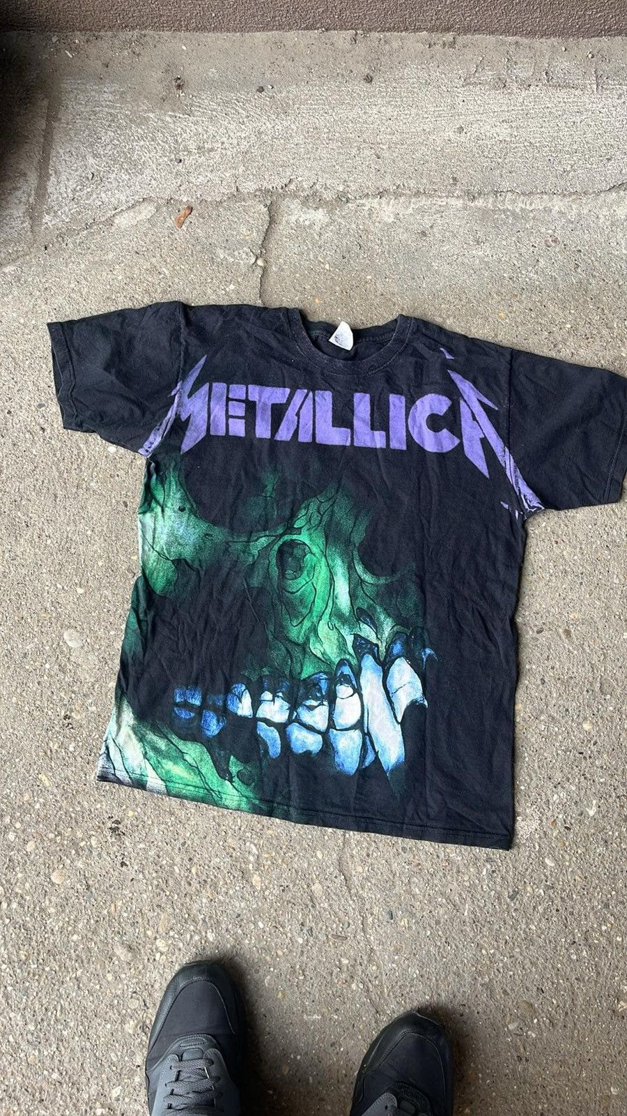 Band Tees × Metallica × Vintage Vintage 90’s Y2K Metallica Skull Tee Green Purple Opium Rock Size US M / EU 48-50 / 2 - 2 Thumbnail