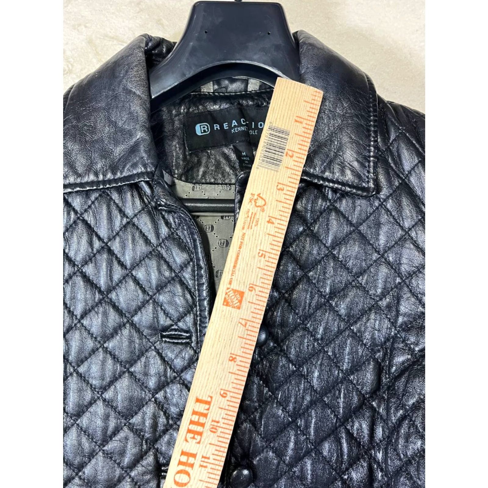 Vintage Kenneth Cole Reaction Jacket Womens Leather Quilted Black M Size Womens Regular Leather Basic Jacket Dresses? Size M / US 6-8 / IT 42-44 - 7 Thumbnail