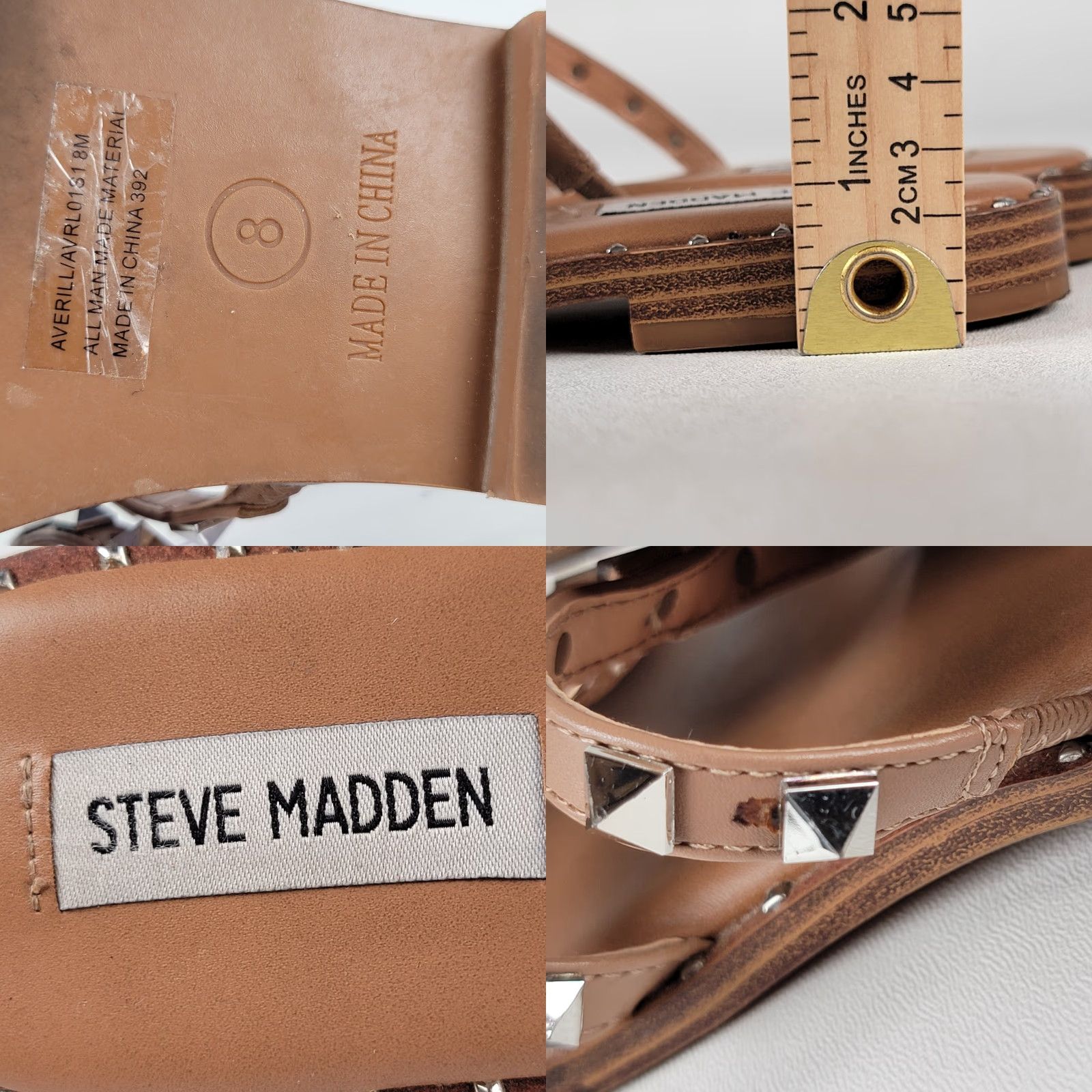 Steve Madden Steve Madden Sandal Women 8 Lowell Tan Silver Studded Strappy Casual Flat Heel Sneakers? Size US 8 / IT 38 - 8 Thumbnail