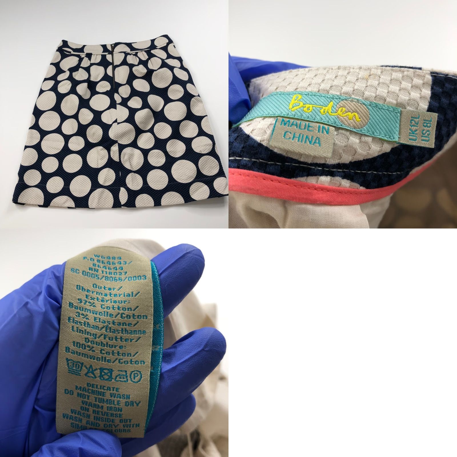 Boden Boden Skirt Mini Zip Pleated Lined All Over Print Blue Ivory 8L 30In Fits 30In Womens XS-XL? Size 30" / US 8 / IT 44 - 8 Thumbnail