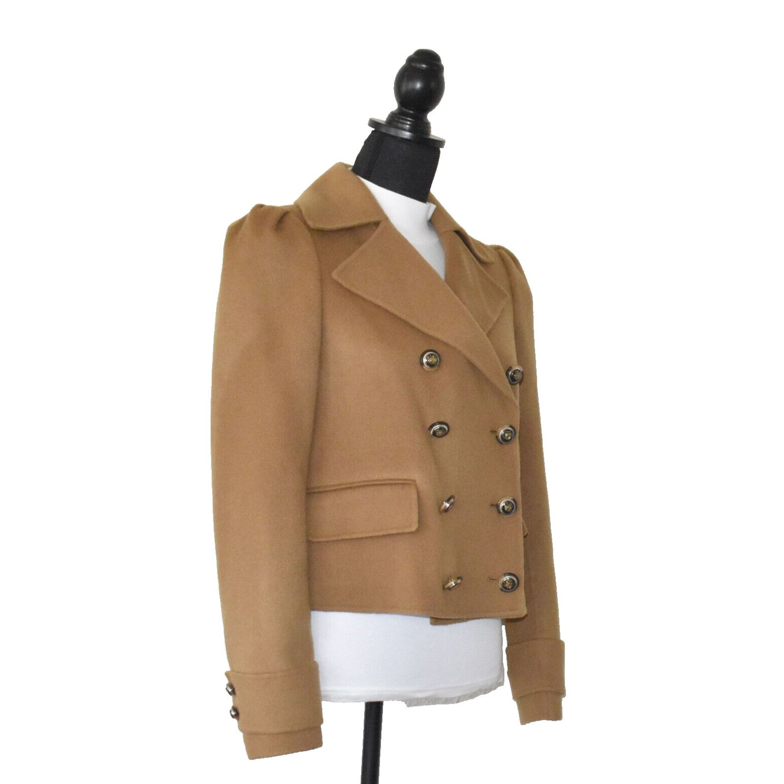 Veronica Beard VERONICA BEARD Camel Wool Double Breasted Crop Jacket Sz 0 Size XS / US 0-2 / IT 36-38 - 2 Thumbnail