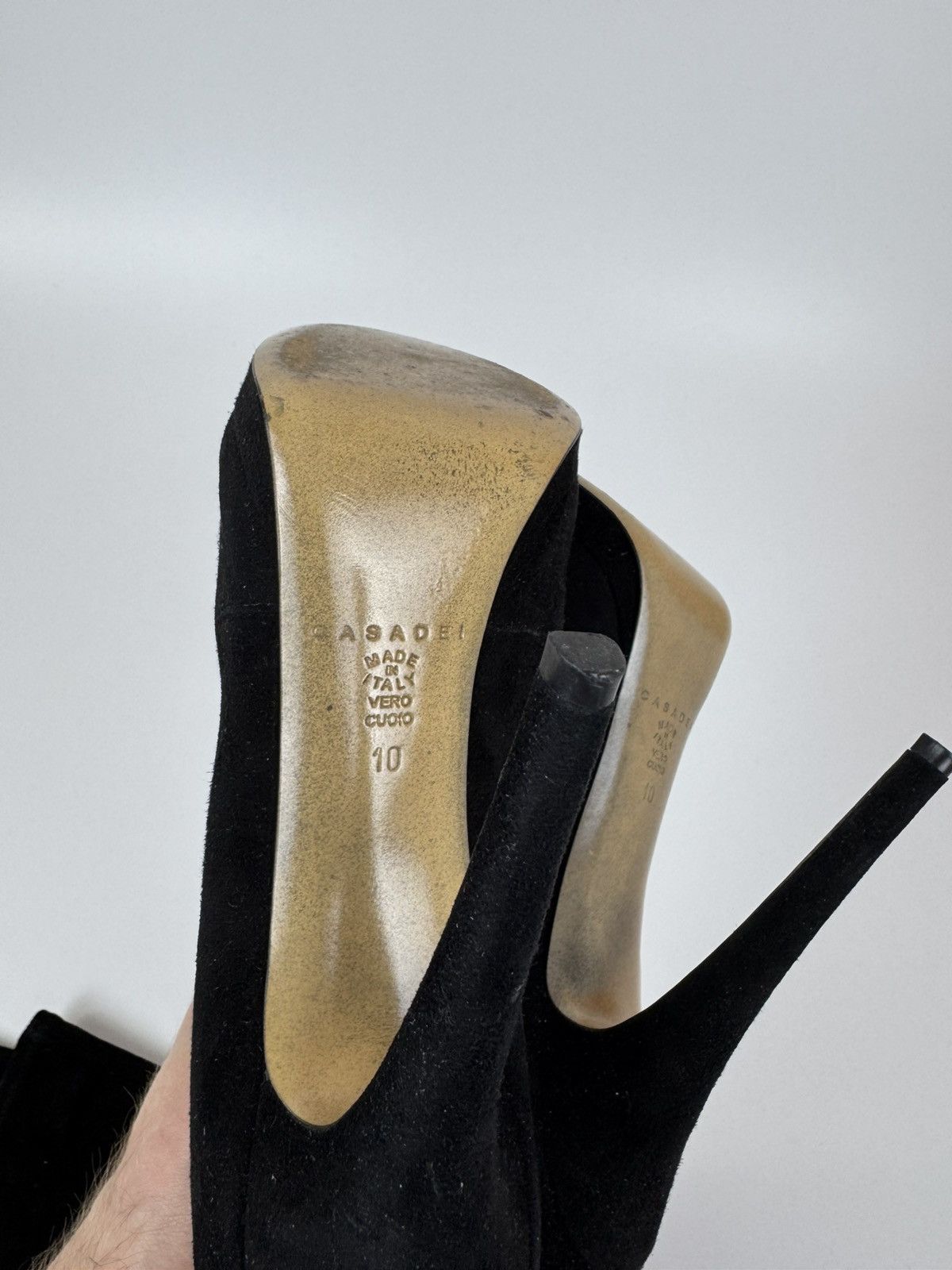 Casadei × Casedei CASADEI Suede Over The Knee Boots Stiletto Heels Avant Garde Size US 10 / IT 40 - 14 Thumbnail