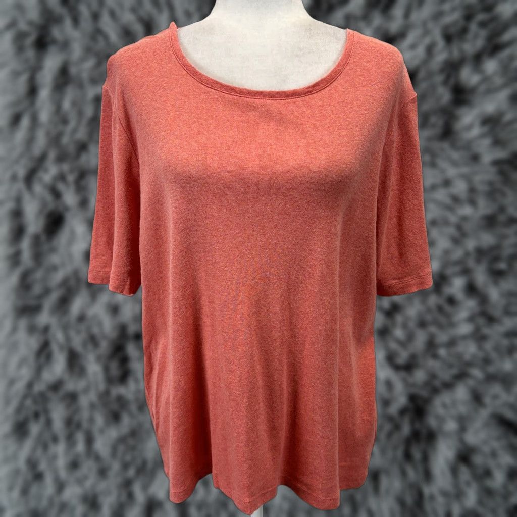 Vintage Chicos Shirt Womens XL Orange Short Sleeve Stretch Cotton Blend T-Shirt Basic Staple Cap­sul Sz 3 US Size XL / US 12-14 / IT 48-50 - 1 Thumbnail
