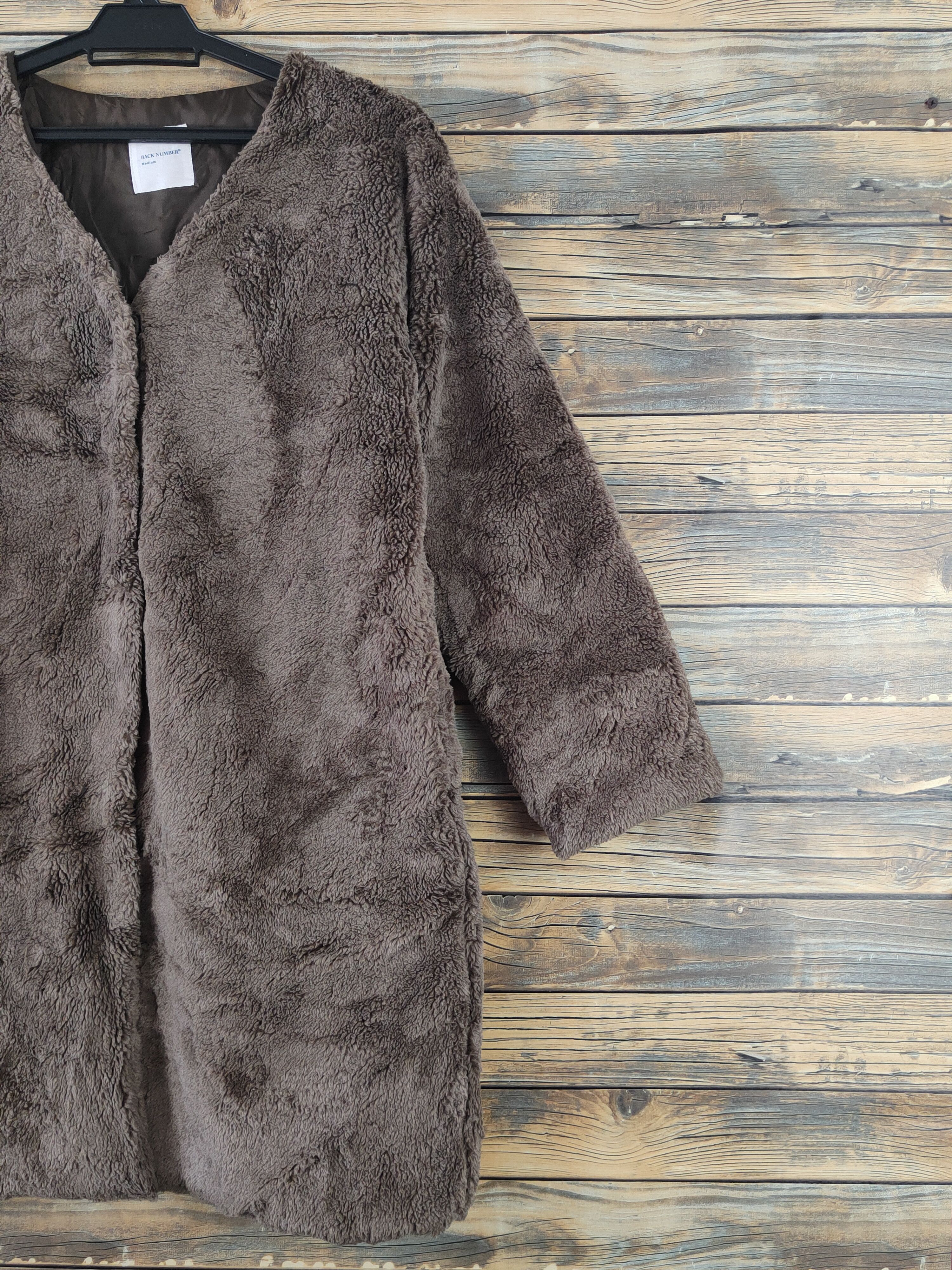 Japanese Brand × Vintage Back Number Dark Brown Fur Faux Sweater Coats Size M / US 6-8 / IT 42-44 - 5 Thumbnail