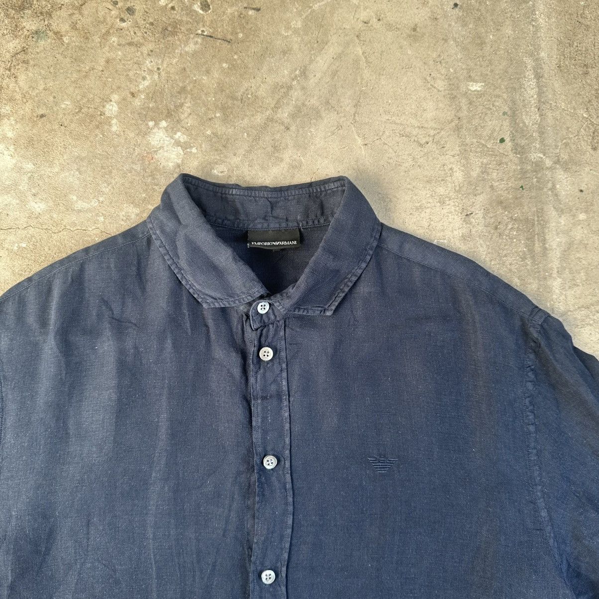 Emporio Armani Navy Emporio Armani Short Sleeve Shirt lined +cotton Size US L / EU 52-54 / 3 - 4 Thumbnail