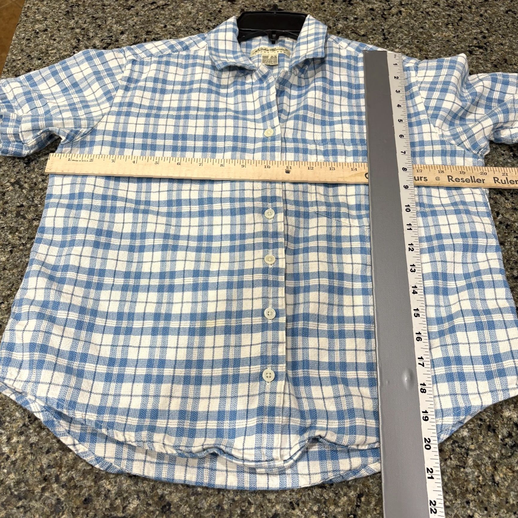 Eddie Bauer VINTAGE Eddie Bauer Shirt Petite M Blue White Plaid Button Front Top 90s Womens Cute Preppy Casual Size M / US 6-8 / IT 42-44 - 7 Thumbnail