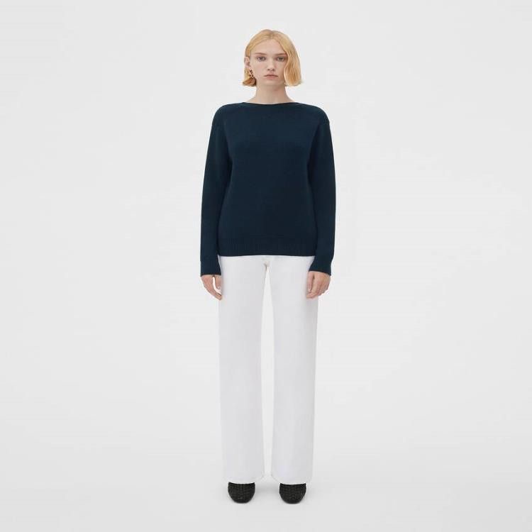 Bottega Veneta o1n1vont0625 Compact Cashmere Jumper in Navy Size L / US 10 / IT 46 - 4 Thumbnail