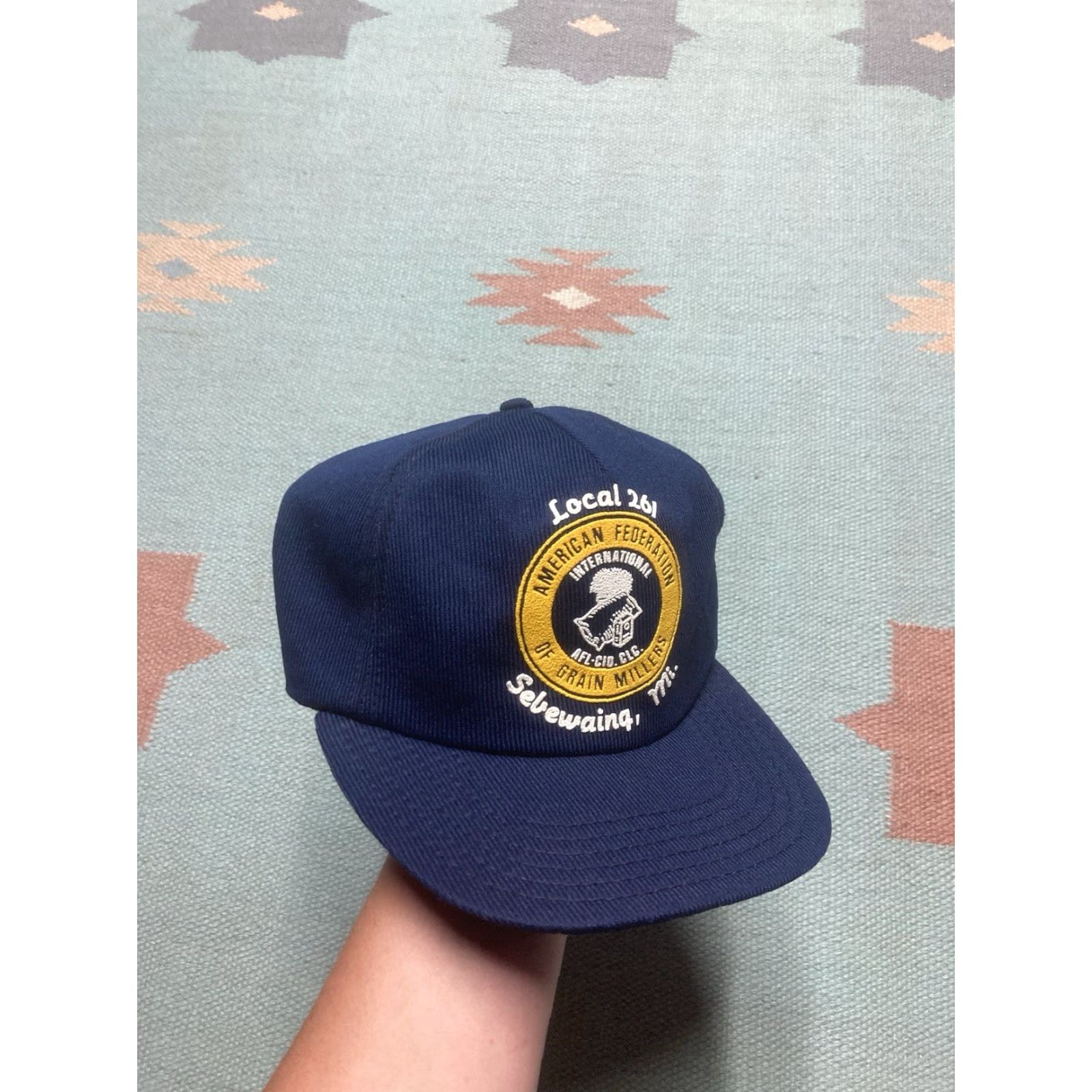 Vintage VINTAGE 80s SnapBack Hat Cap Local 261 Union Grain Millers Michigan Made in USA Baseball Cap Adjustable Men Blue USA Mens Size ONE SIZE - 2 Thumbnail